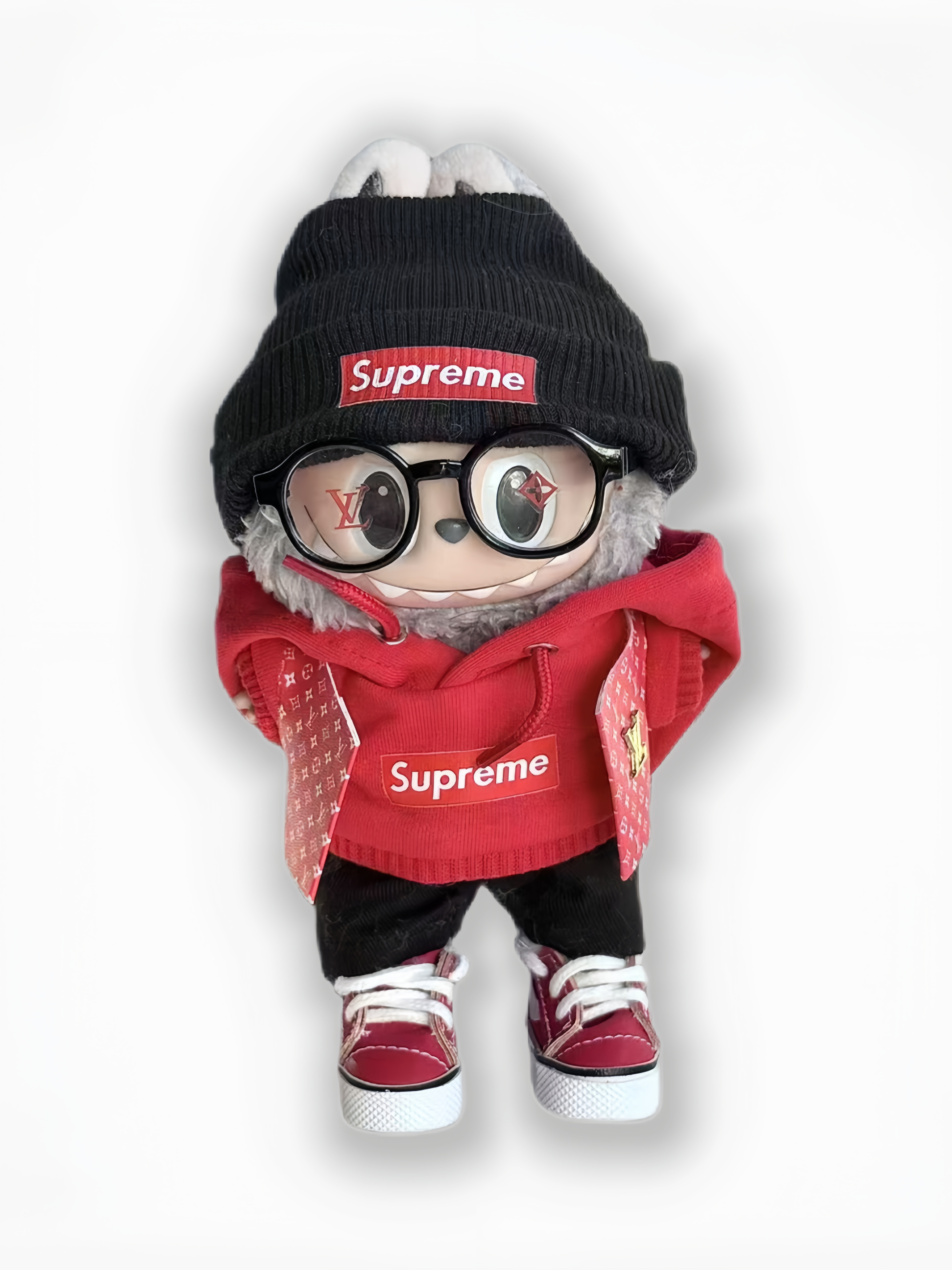 LABUBU Clothes LV&SUPREME Red Chic Explorer