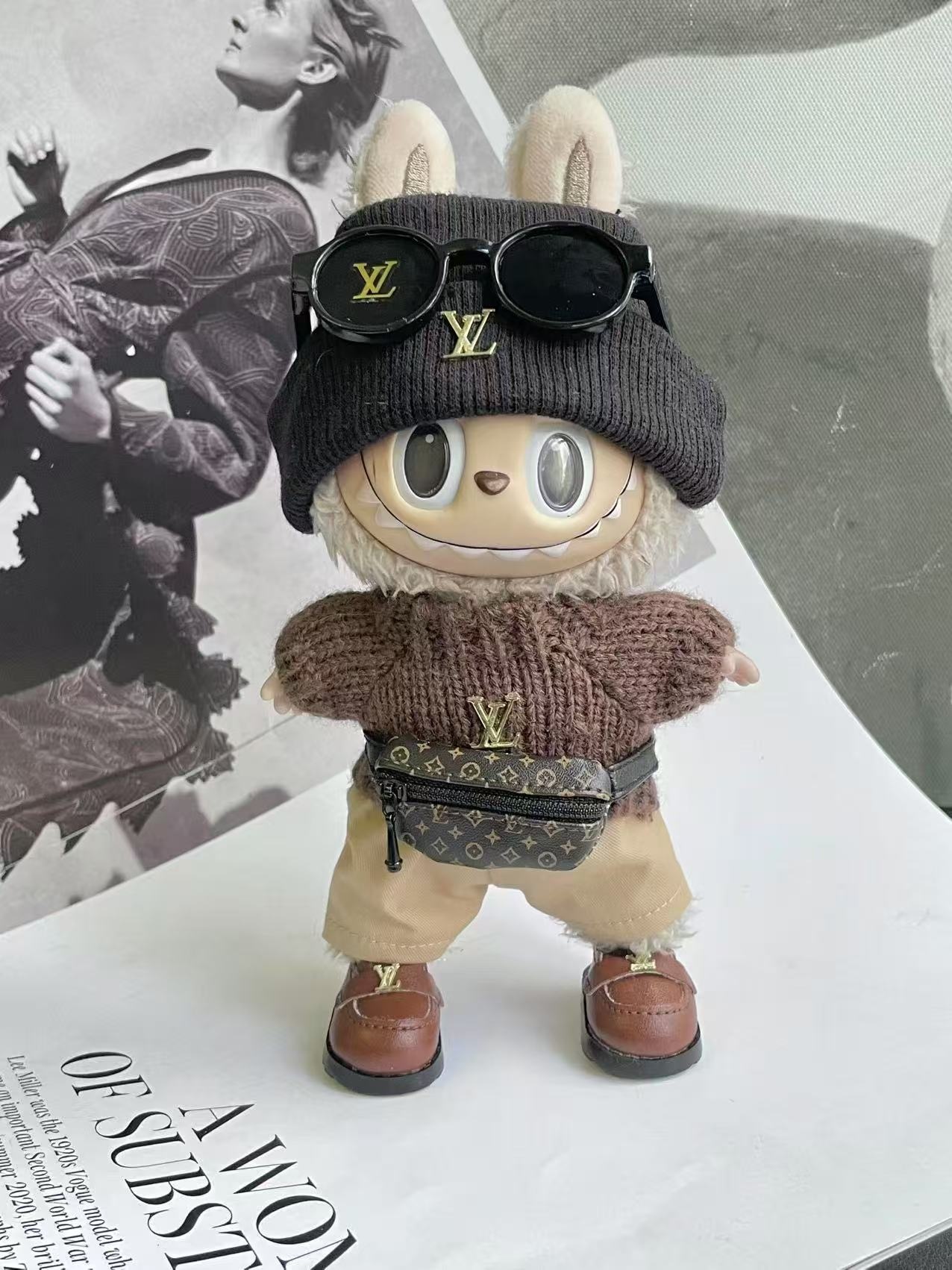 LABUBU Clothes LV Brown Sweater