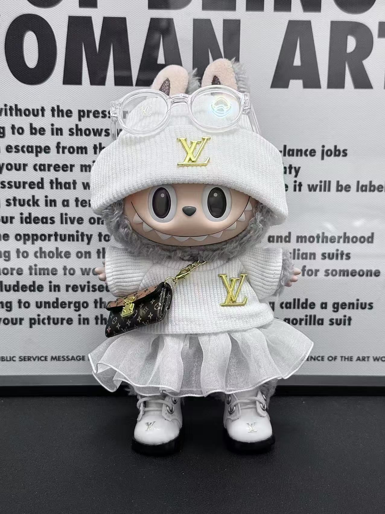 LABUBU Clothes LV White Monogram Ballet