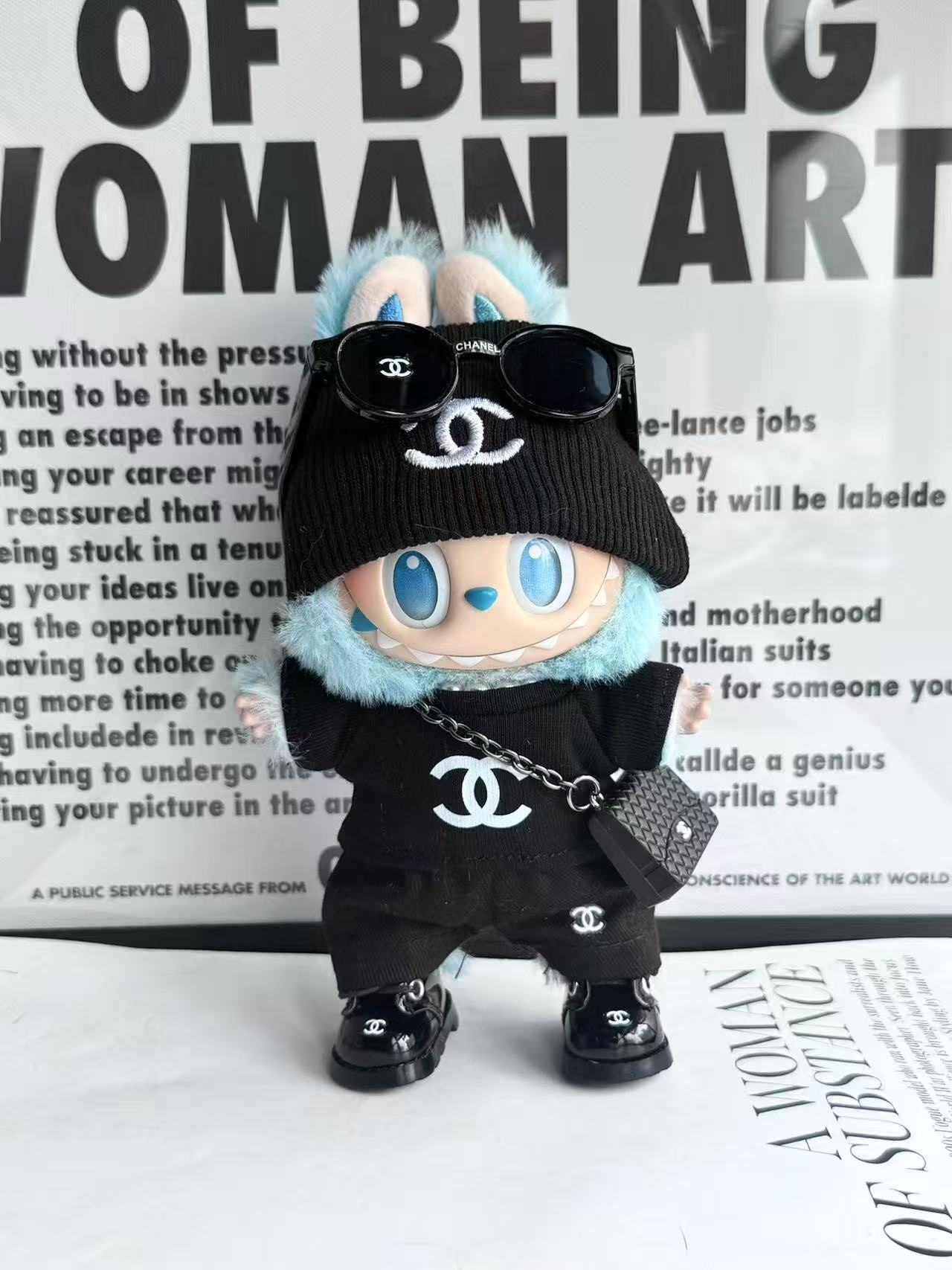 LABUBU Clothes Chanel Black Knit Hat Cool Outfit