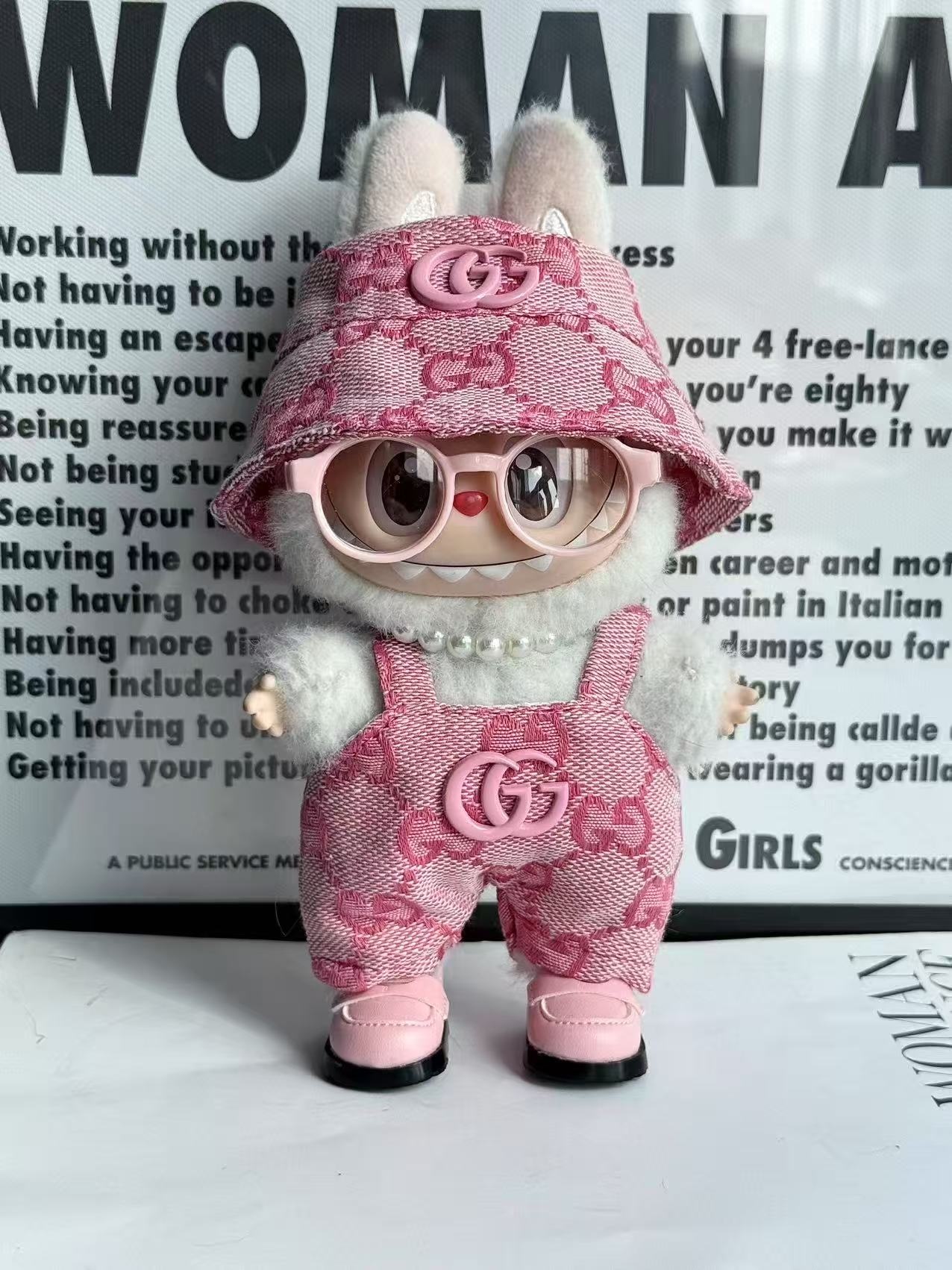 LABUBU Clothes Gucci Pink Overalls