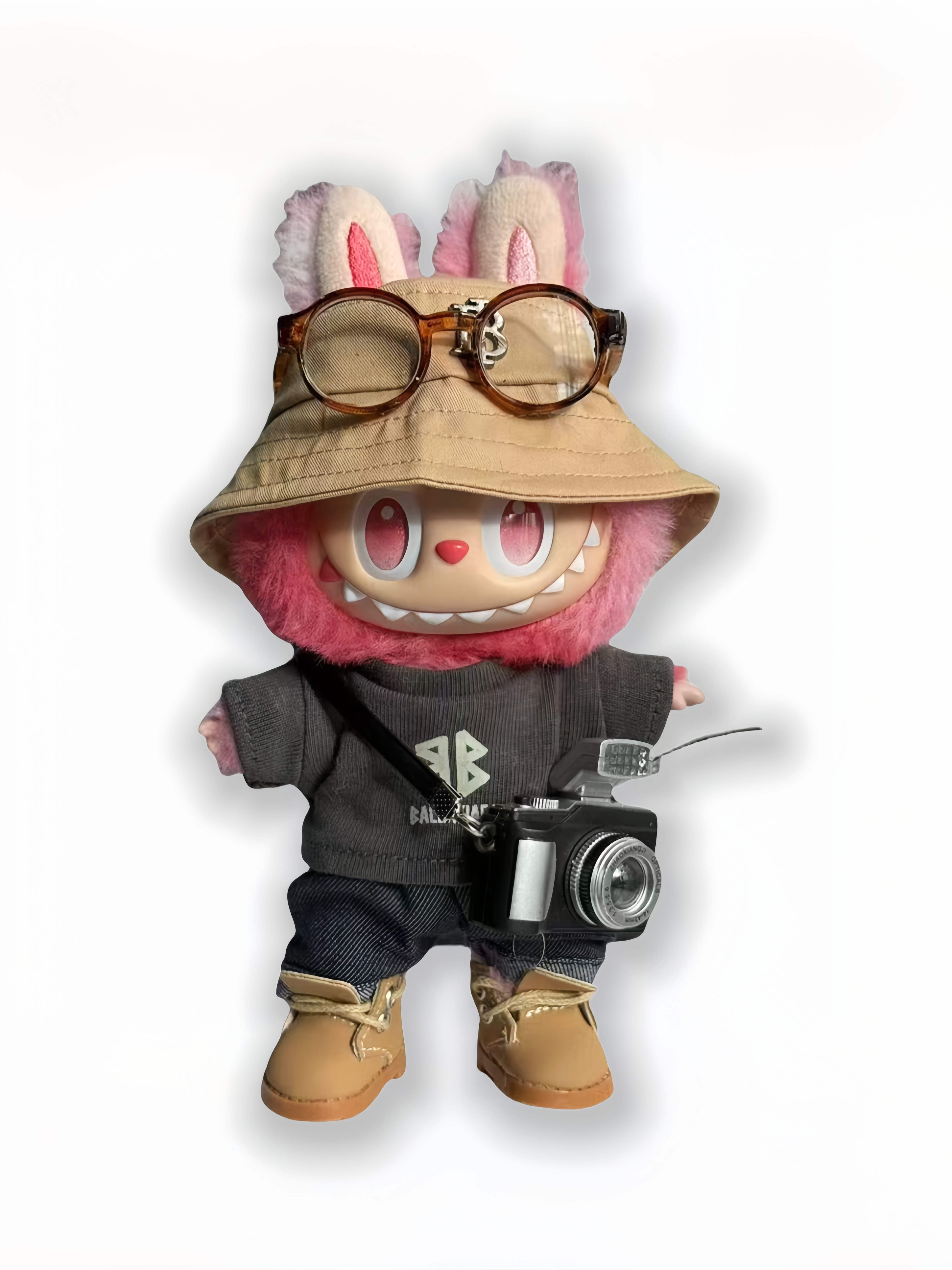 LABUBU Clothes Balenciaga Khaki - Pink Photographer Ensemble