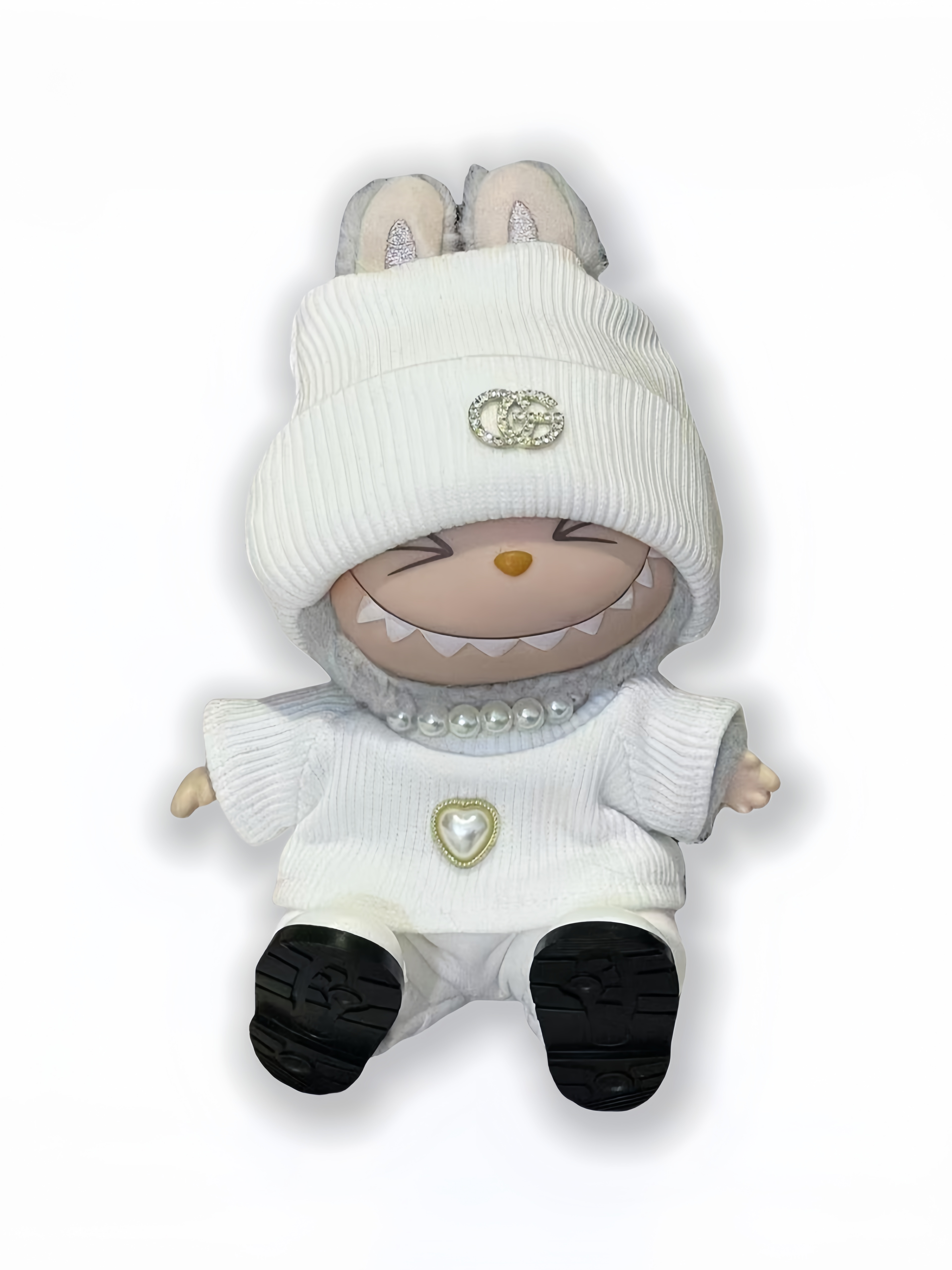 LABUBU Clothes Gucci - inspired White Knit Ensemble