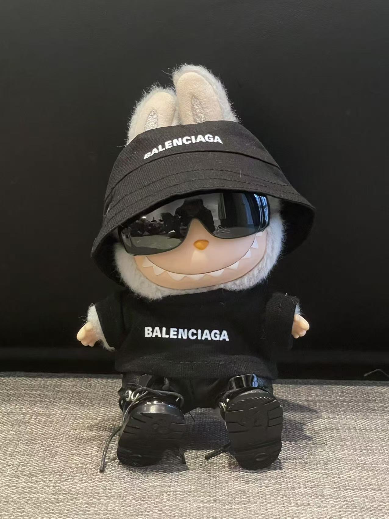 LABUBU Clothes Balenciaga Black Bucket Hat & Camera Set