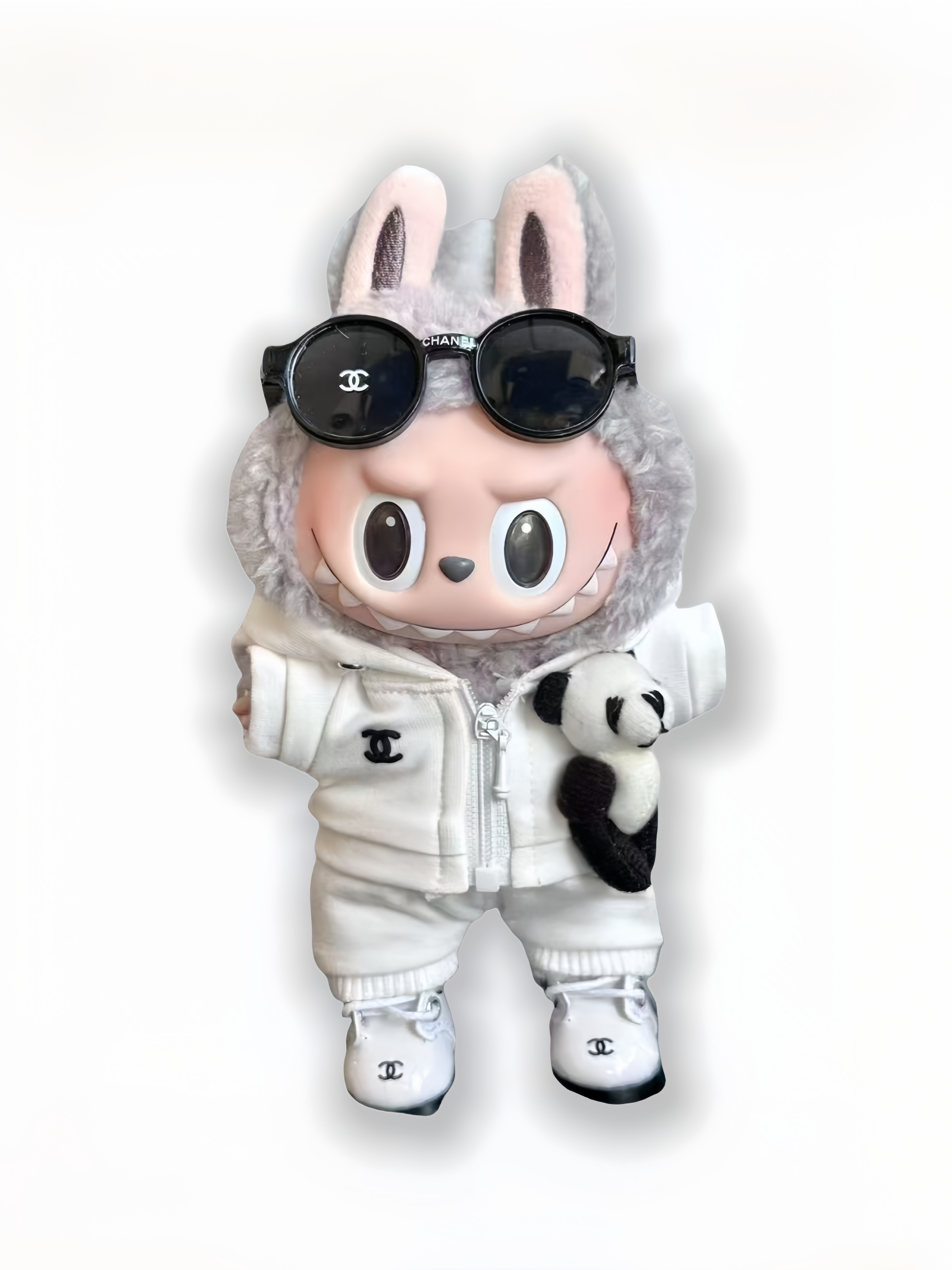 LABUBU Clothes Chanel Elegant White Tracksuit Ensemble