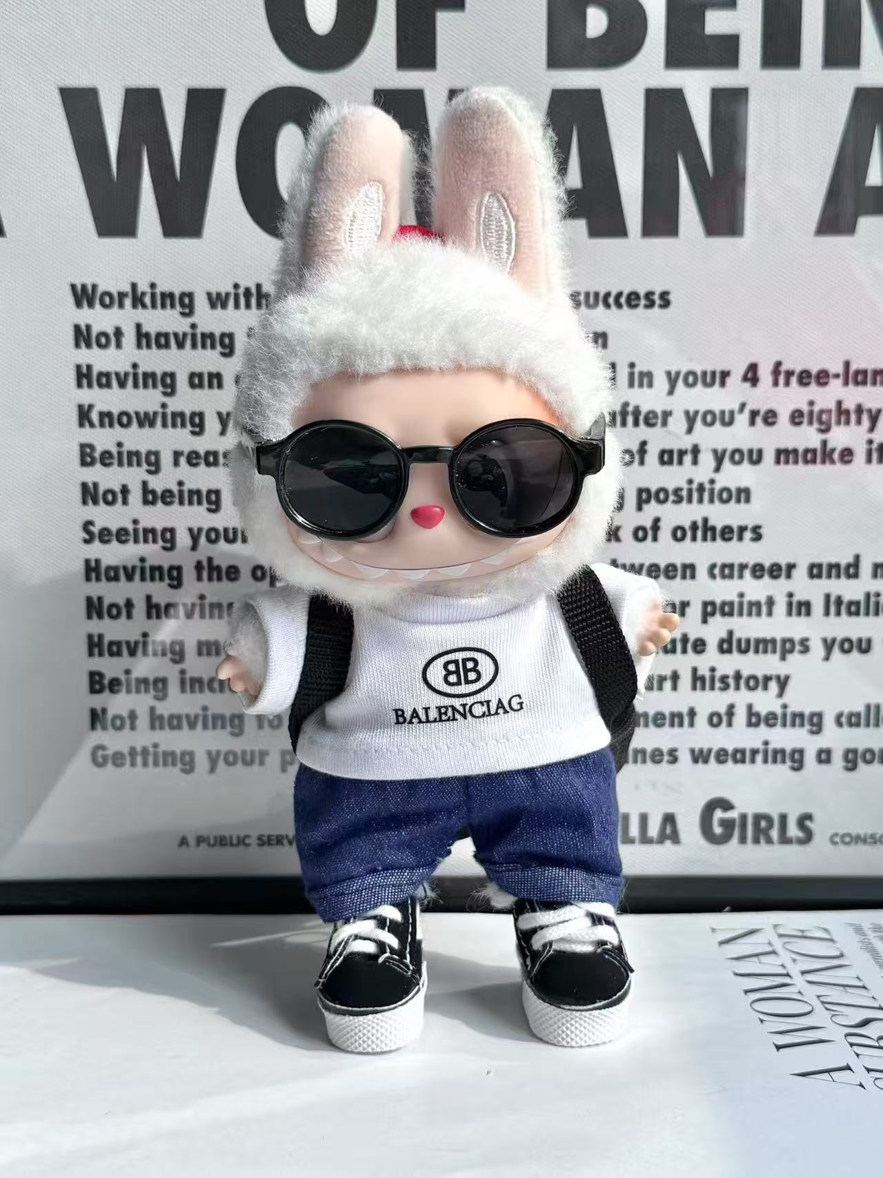 LABUBU Clothes Balenciaga White - Denim Cool Set