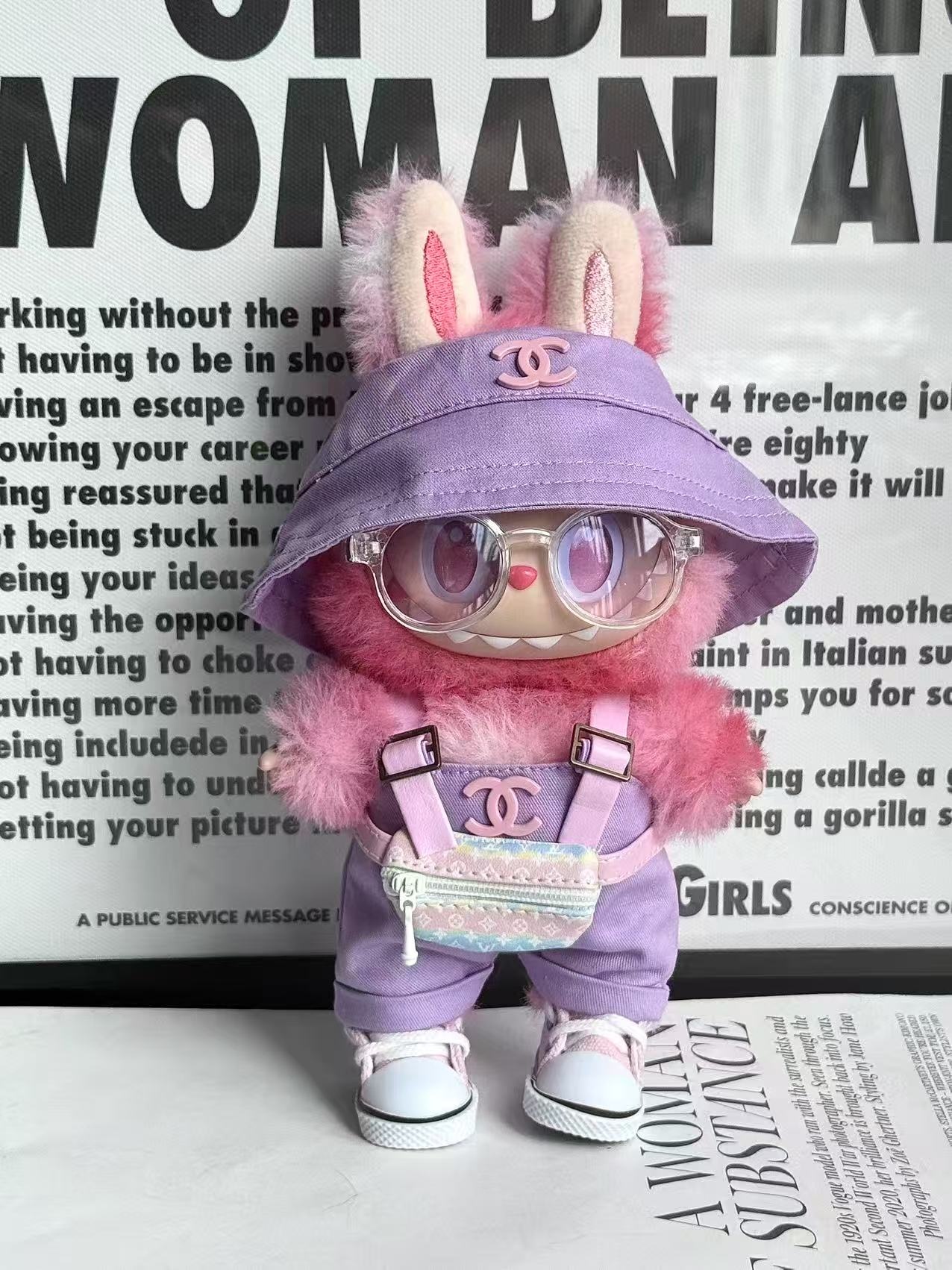 LABUBU Clothes Chanel Purple Overalls Outfit