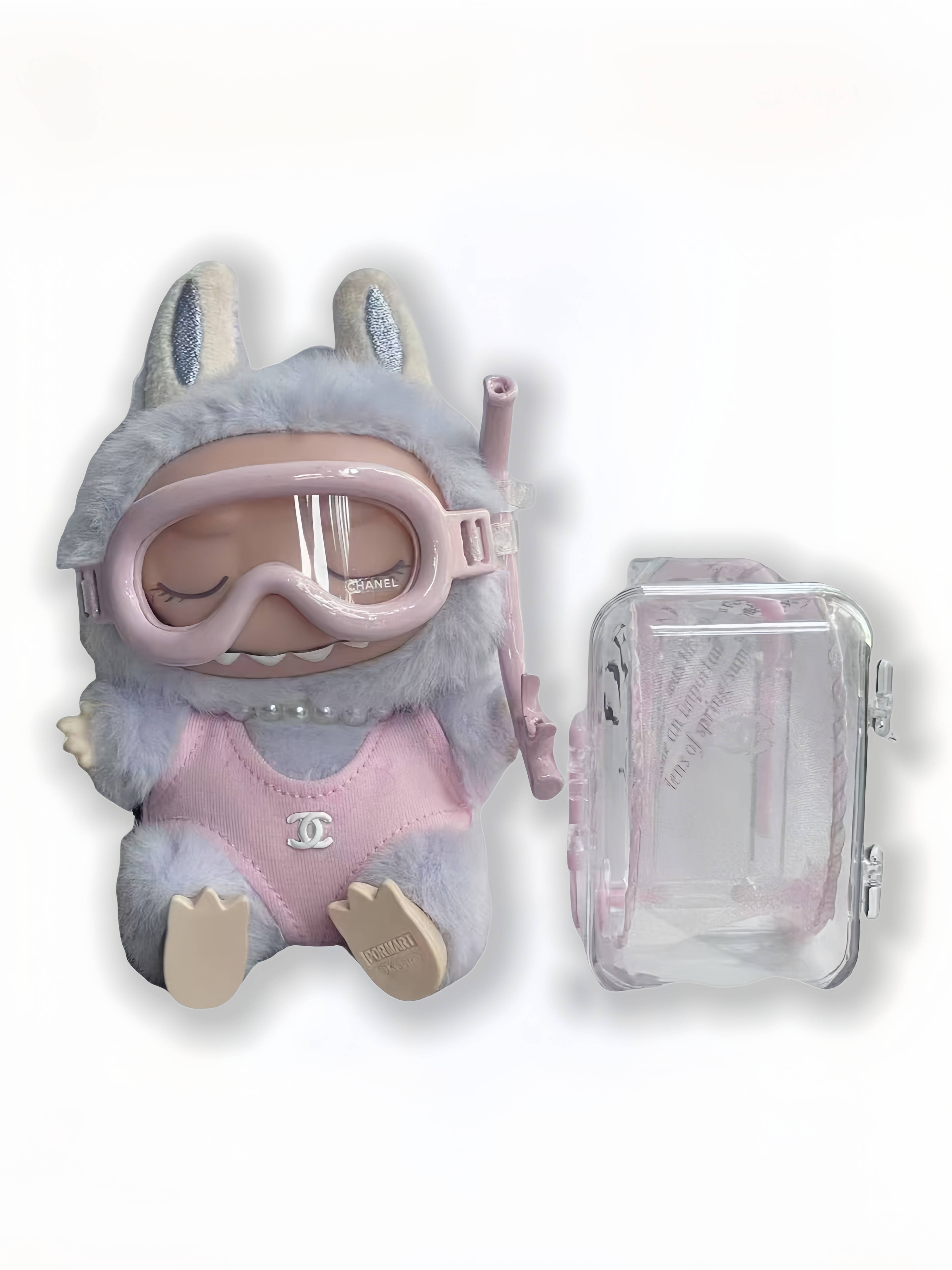 LABUBU Clothes Chanel Pink Plush Diving Ensemble