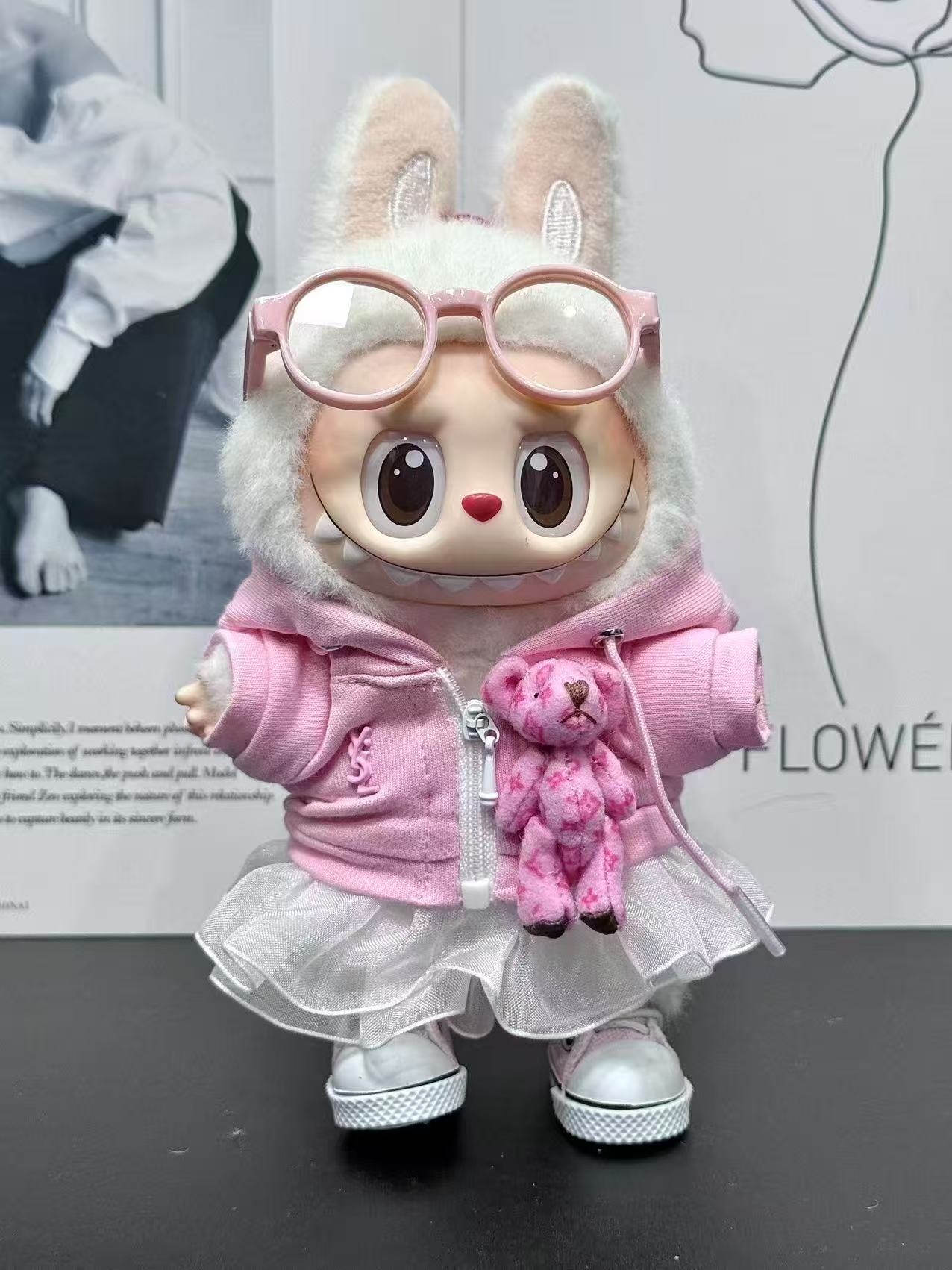 LABUBU Clothes Outfits YSL Pink Cardigan