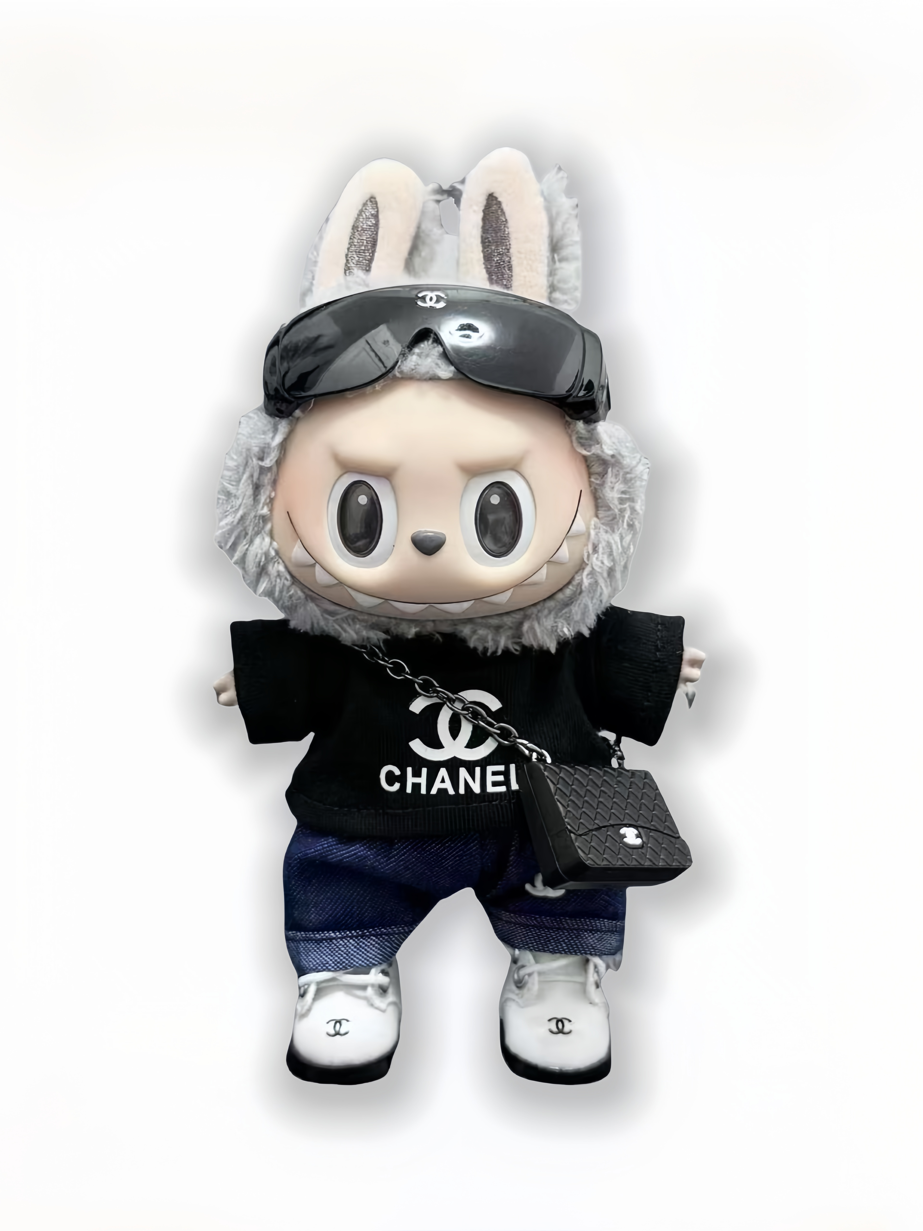 LABUBU Clothes Chanel Sunglasses Black Tee Ensemble