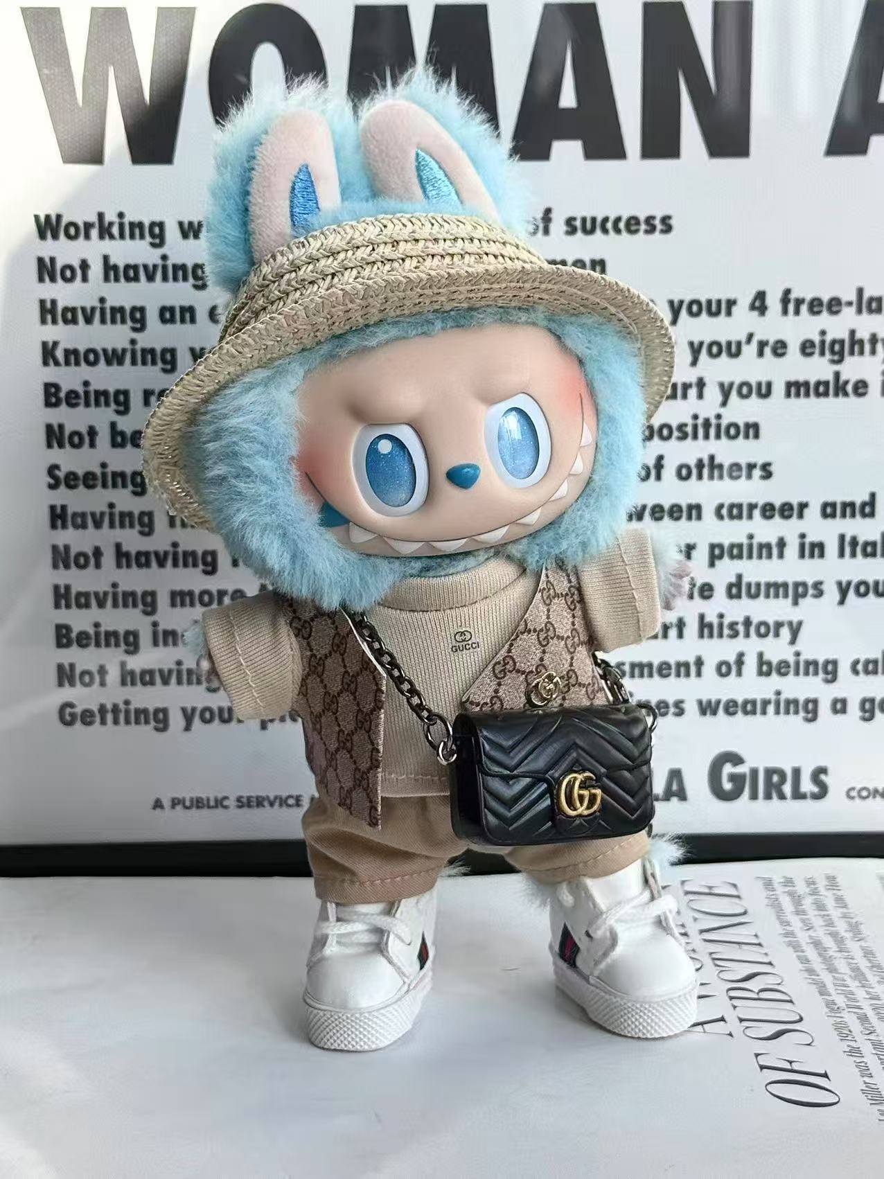 LABUBU Clothes Gucci Chic Straw Hat Outfit