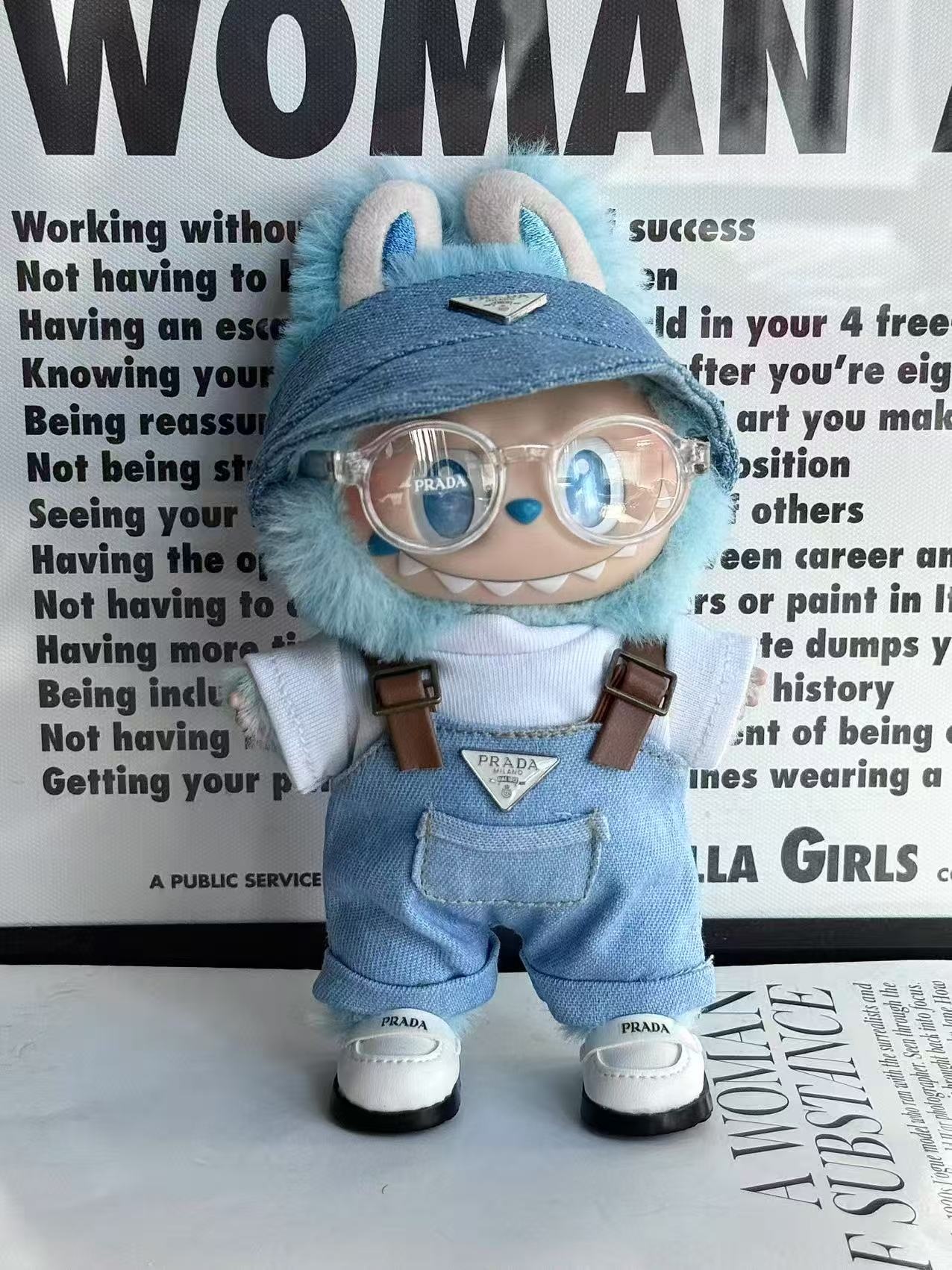 LABUBU Clothes Prada Denim & Pastel Set