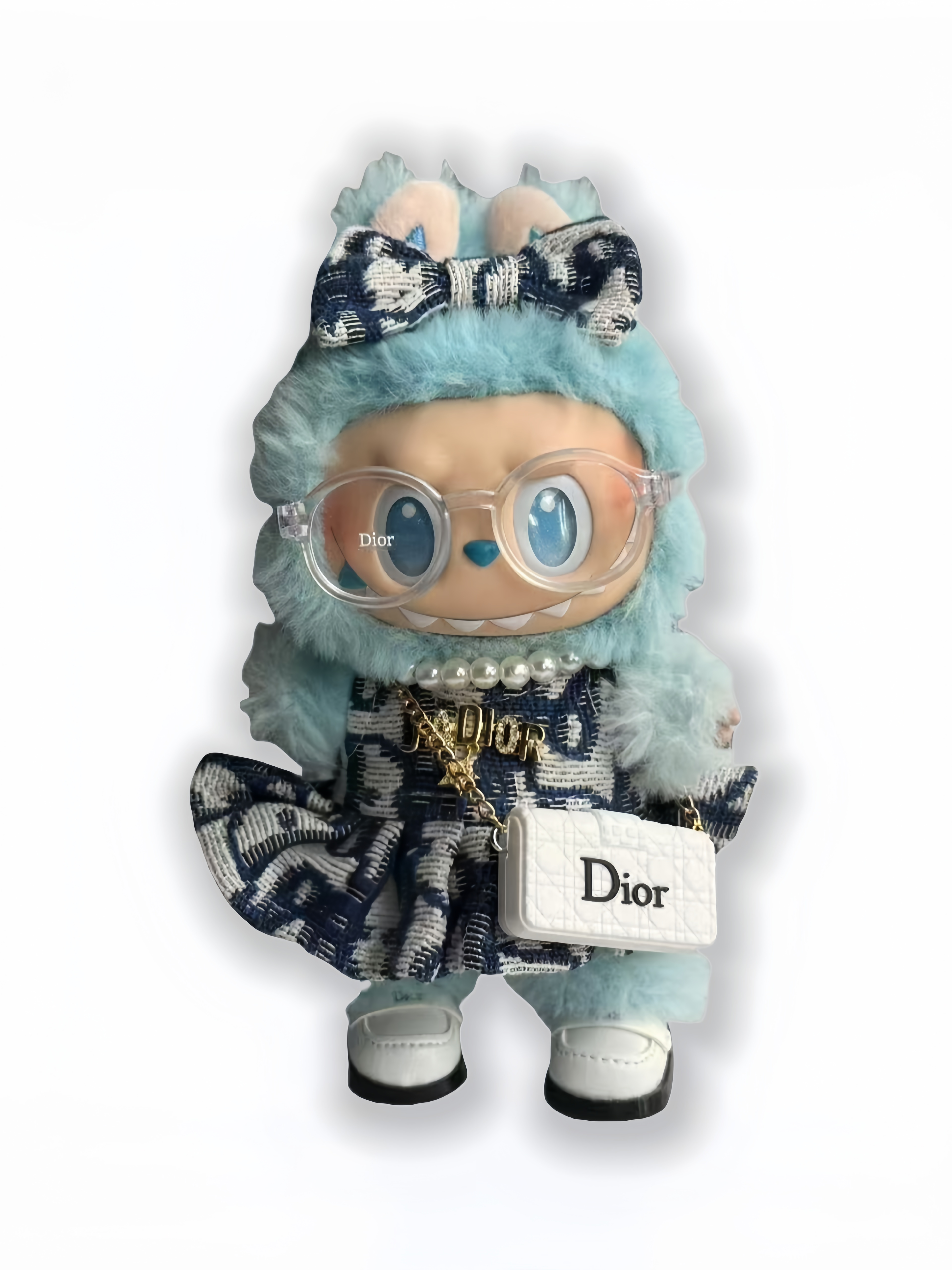 LABUBU Clothes Dior Graceful Checked Dress Ensemble