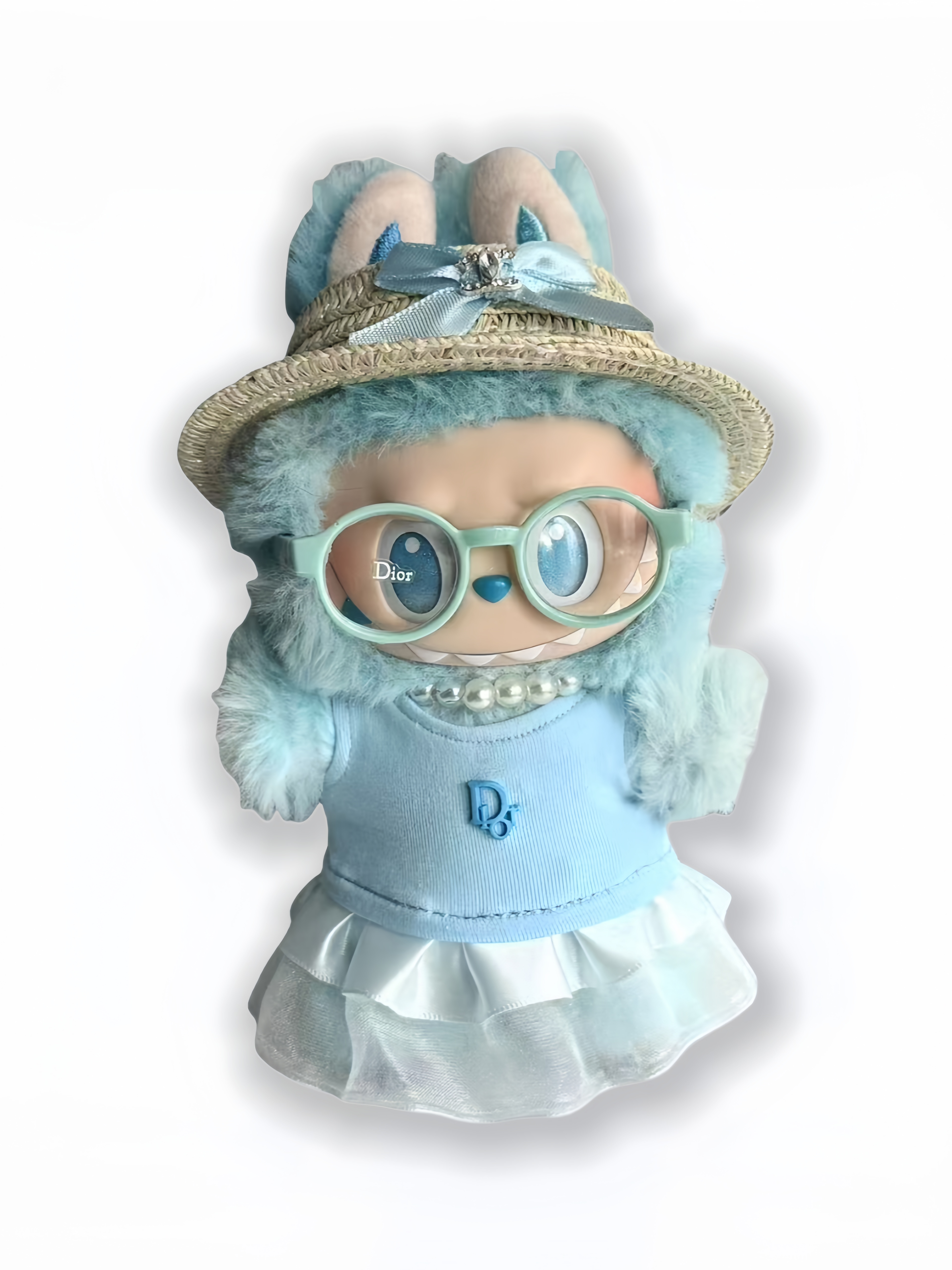 LABUBU Clothes Dior Charming Blue Dress Set