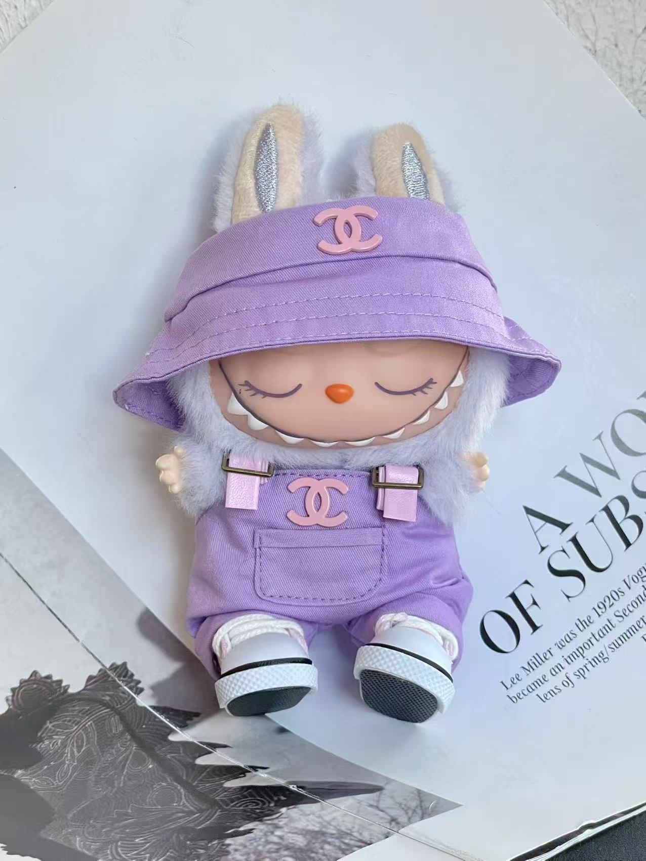 LABUBU Clothes Chanel Purple Overalls Outfit