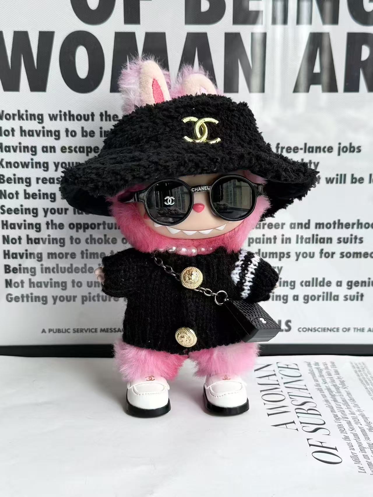 LABUBU Clothes Chanel Gold-Buttoned Knit Set