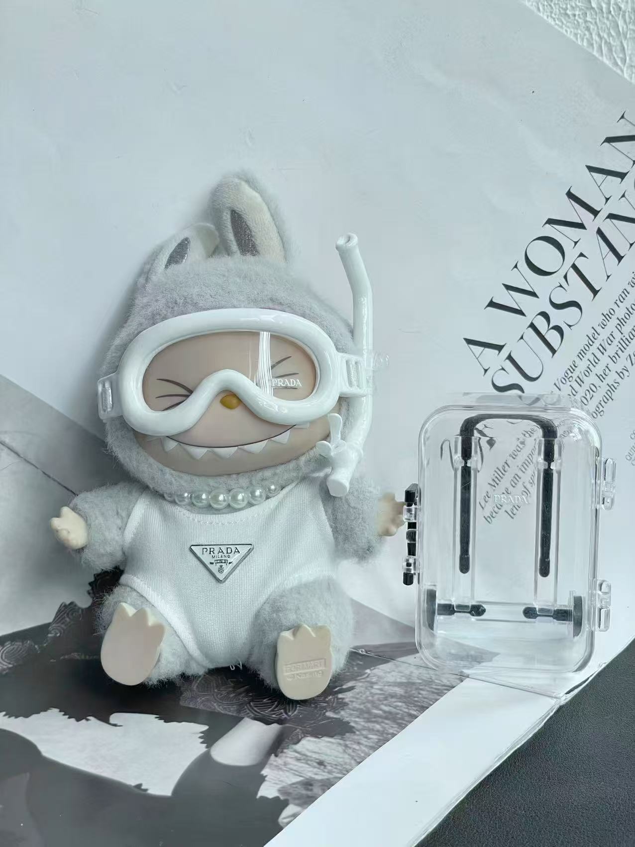 LABUBU Clothes Prada White Diving - inspired Ensemble
