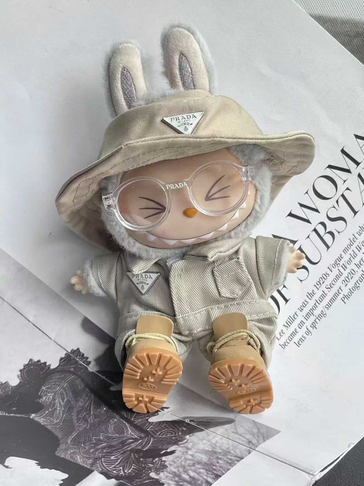 LABUBU Clothes Prada Beige Utility Set