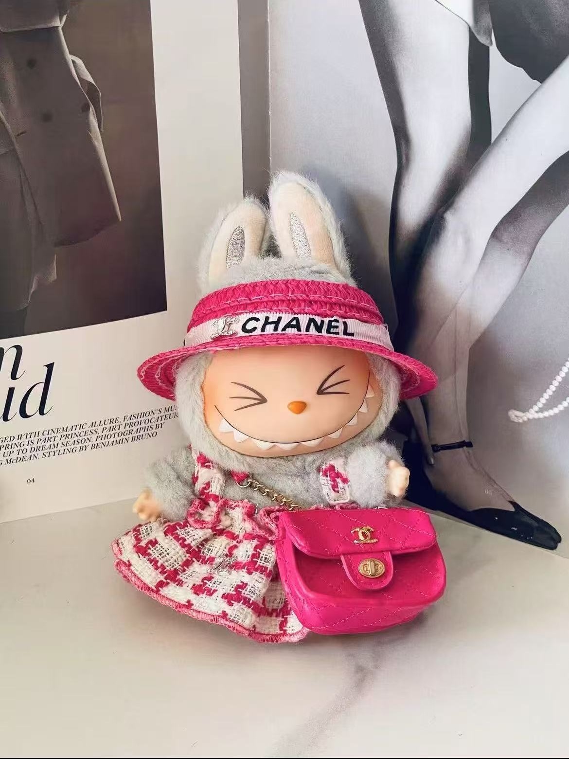 LABUBU Clothes Chanel Cute Red Dress Outfit