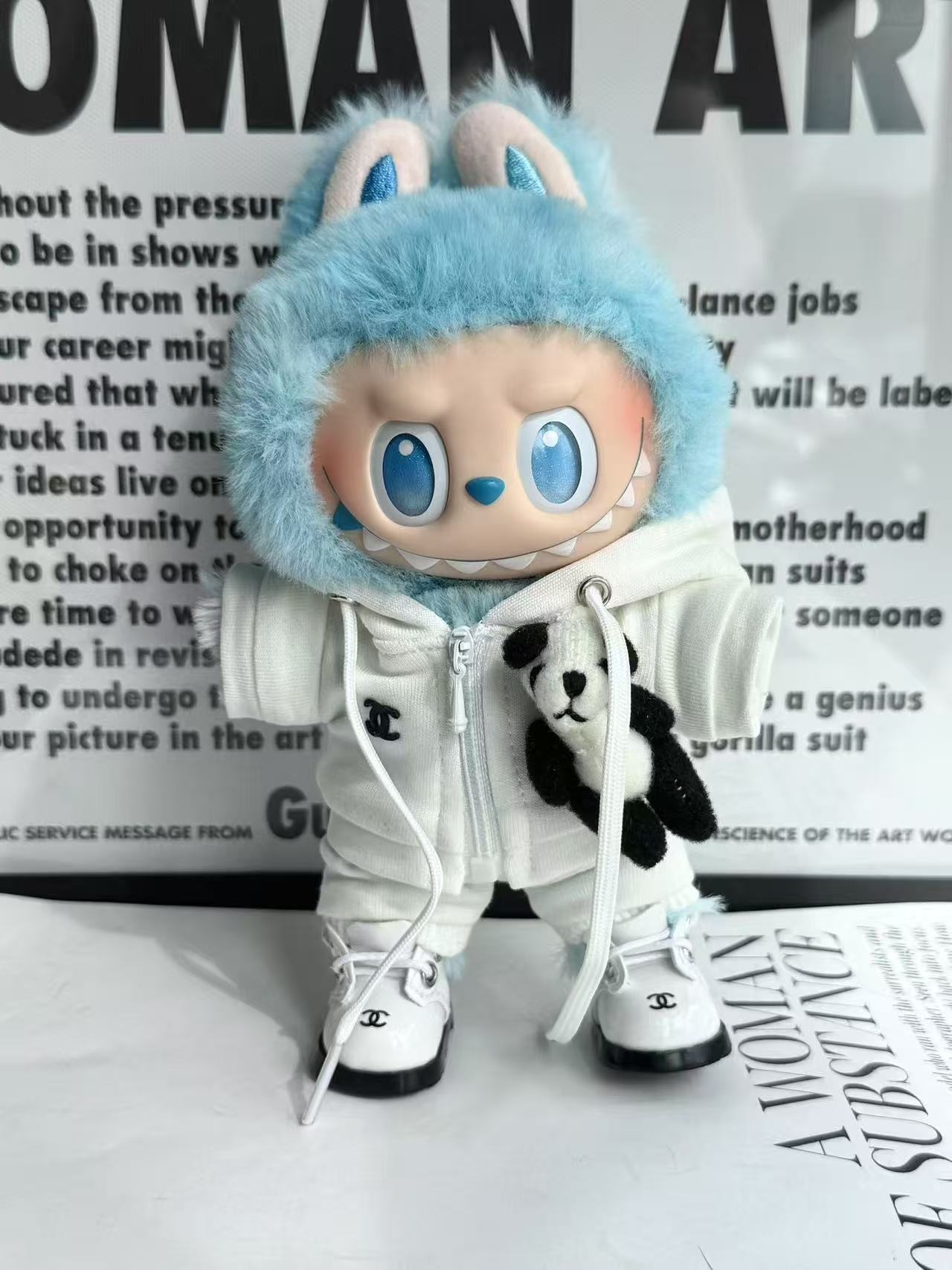 LABUBU Clothes Chanel Elegant White Tracksuit Ensemble
