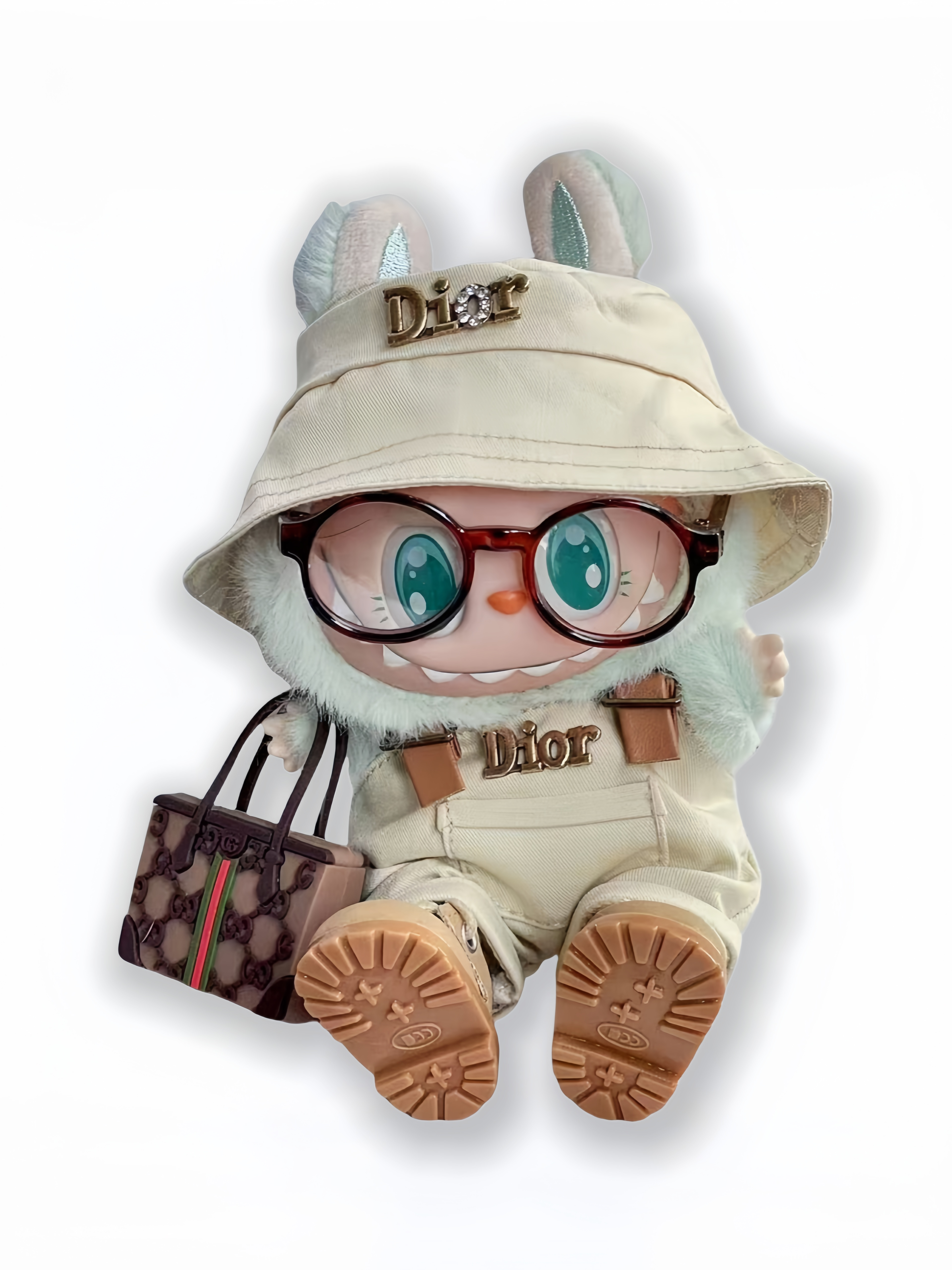 LABUBU Clothes Trendy Dior Logo Beige Set