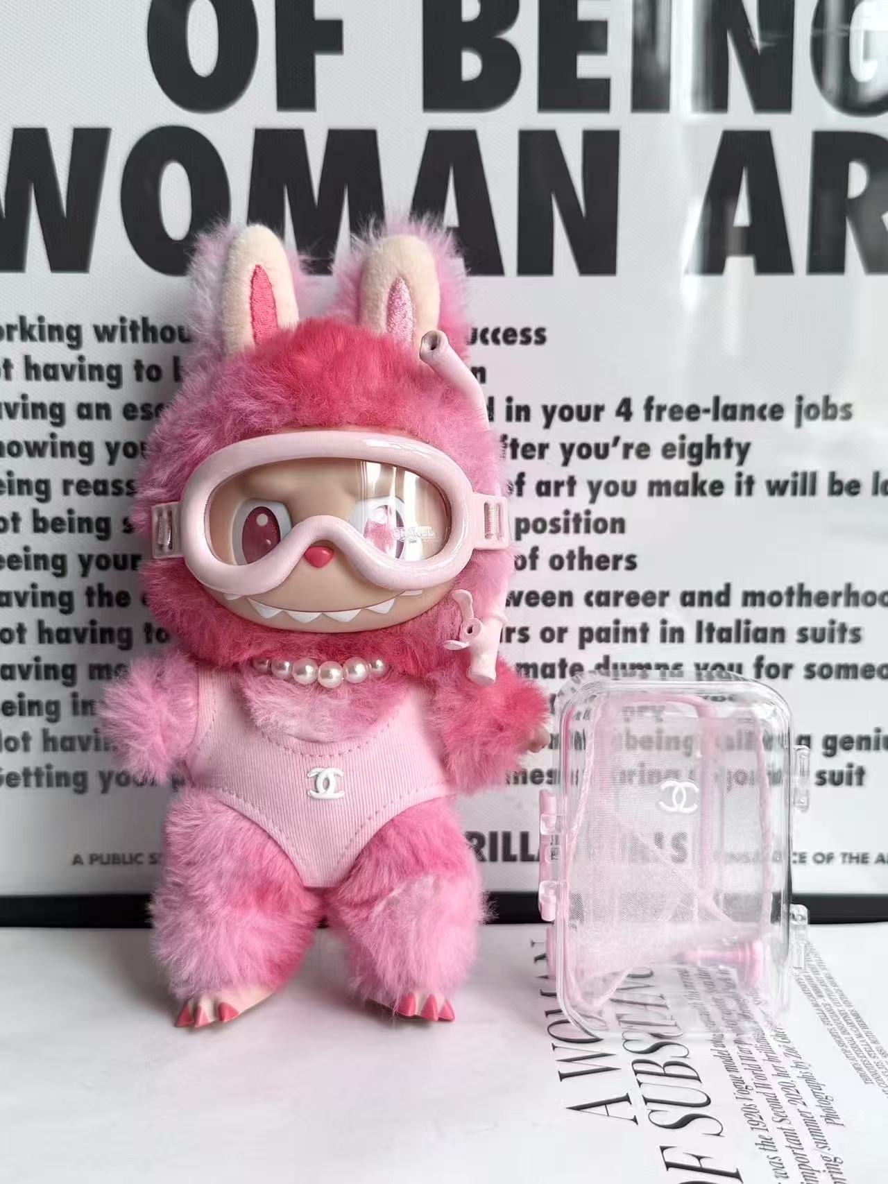 LABUBU Clothes Chanel Pink Plush Diving Ensemble