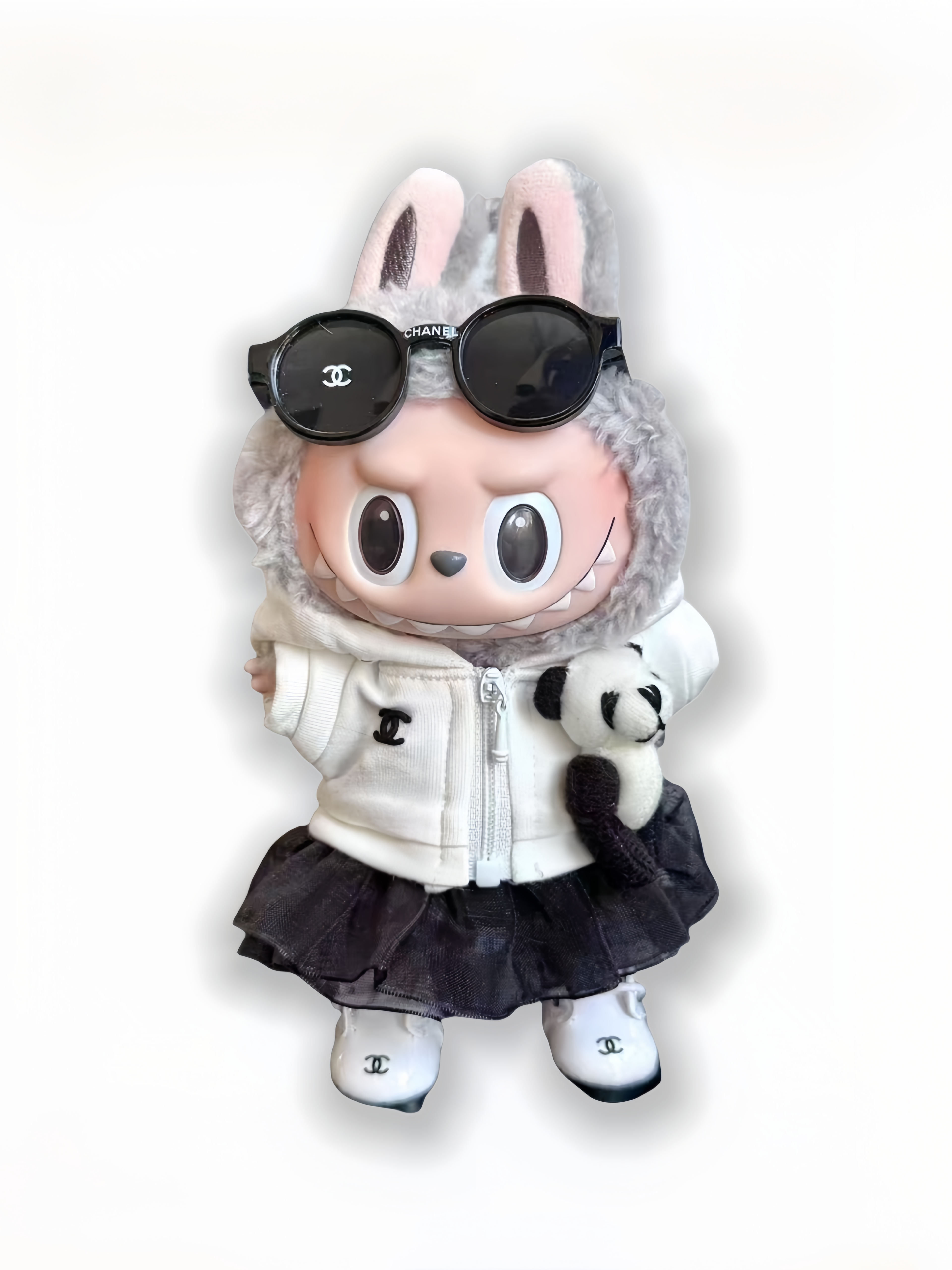 LABUBU Clothes Chanel Sophisticted White-outwear &Black-skirt Outfit
