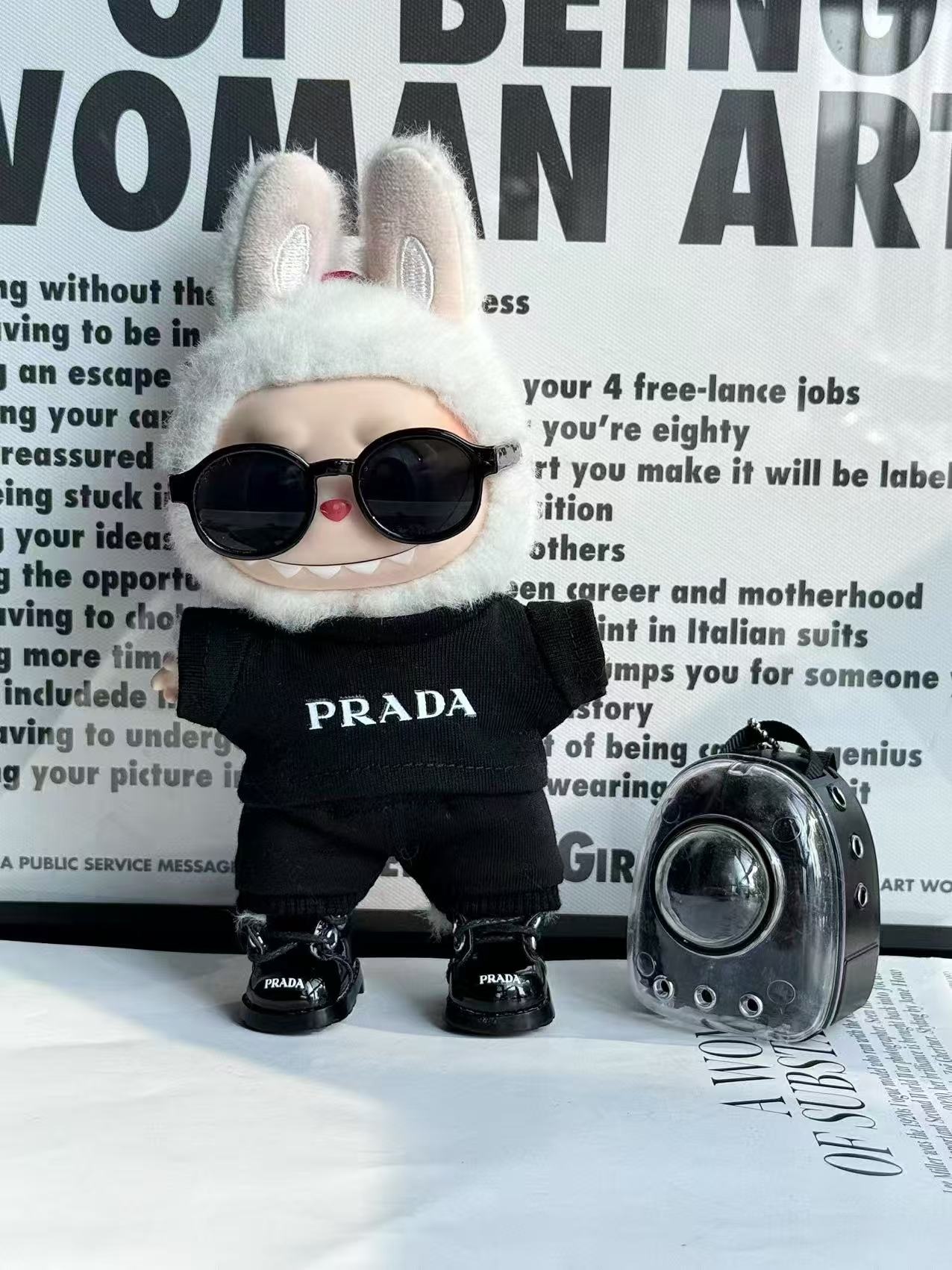 LABUBU Clothes Prada Black & White Ensemble