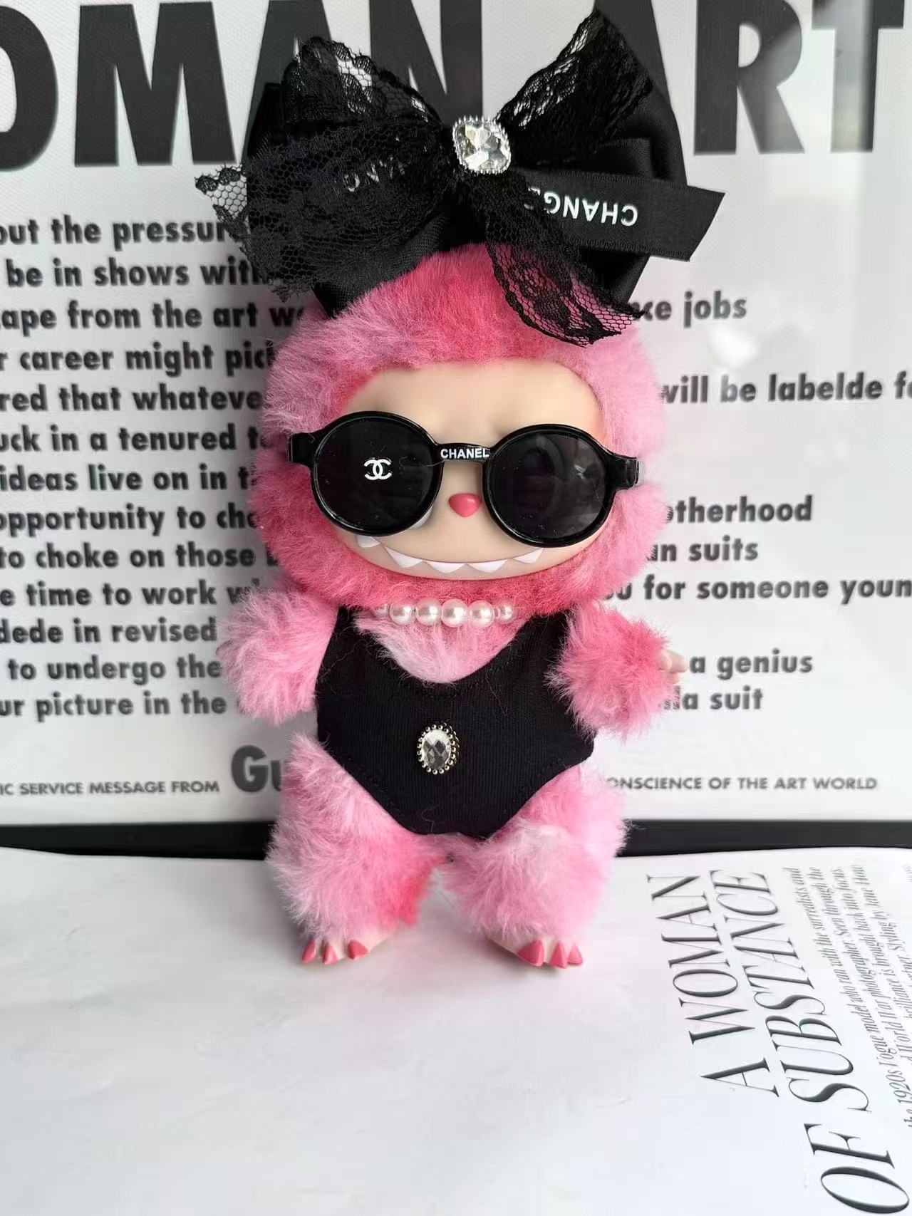 LABUBU Clothes Chanel Chic Bow - adorned Pink Outfit