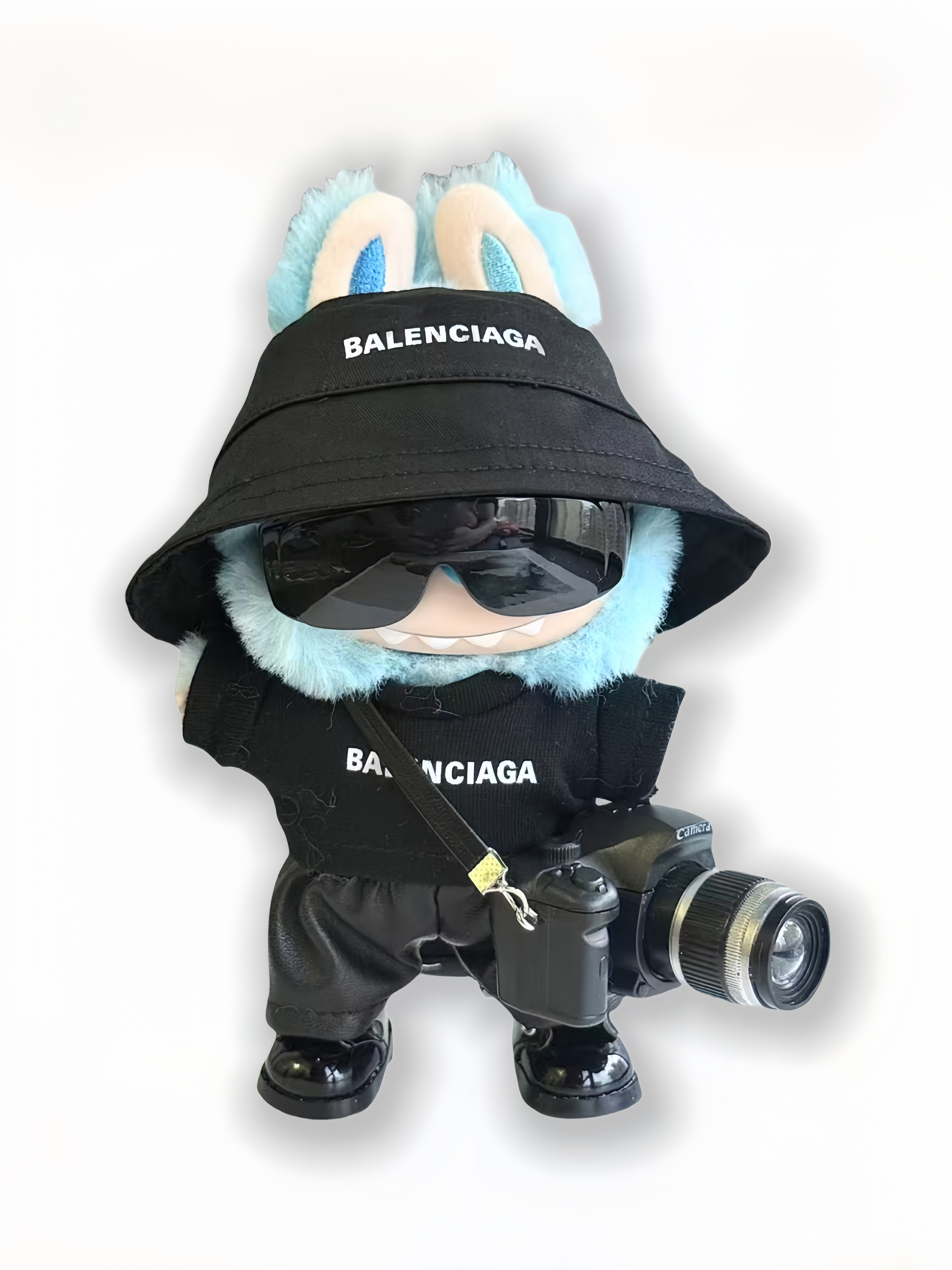 LABUBU Clothes Balenciaga Black Bucket Hat & Camera Set