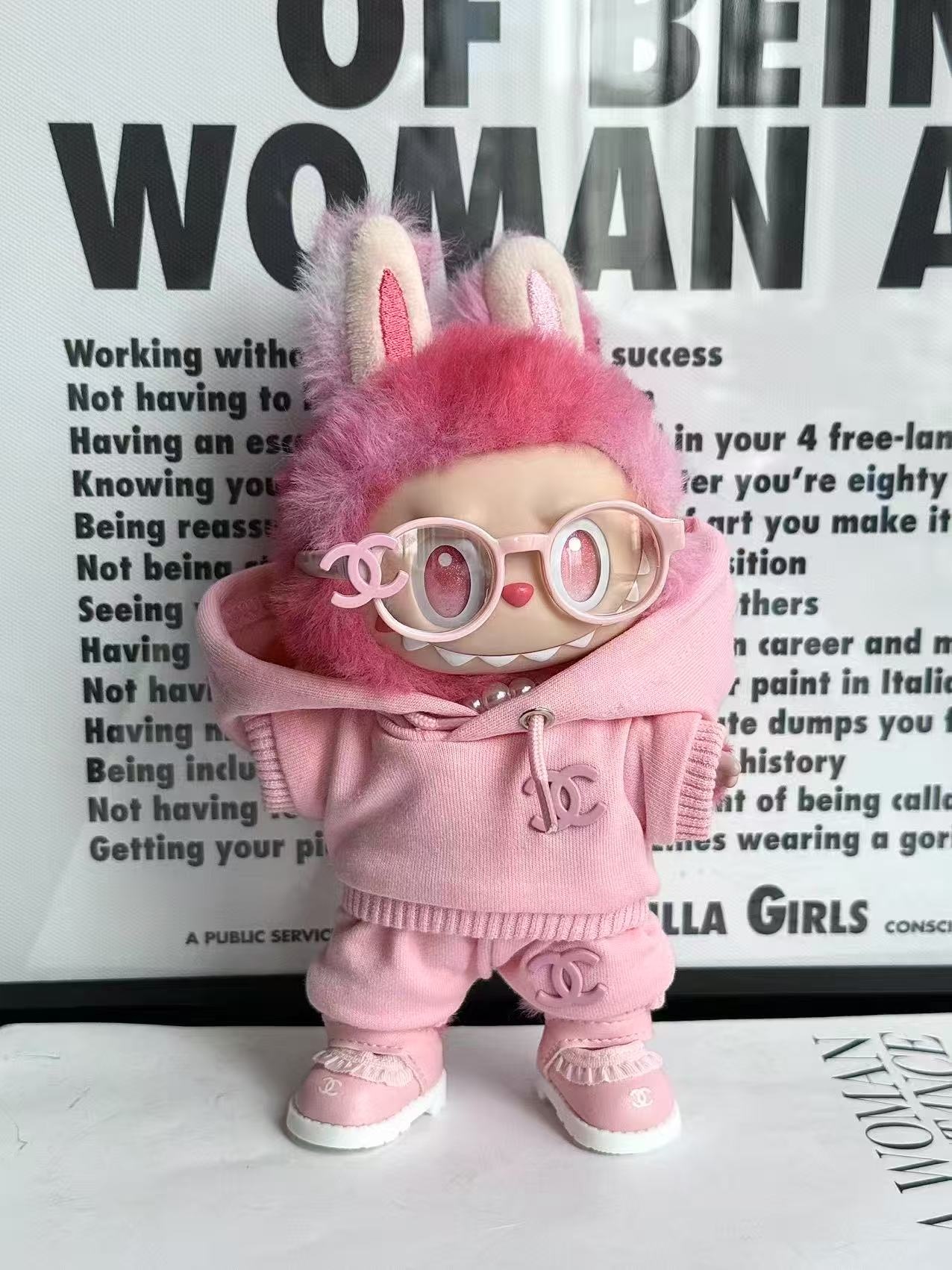LABUBU Clothes Chanel Pink Hoodie Tracksuit Outfit