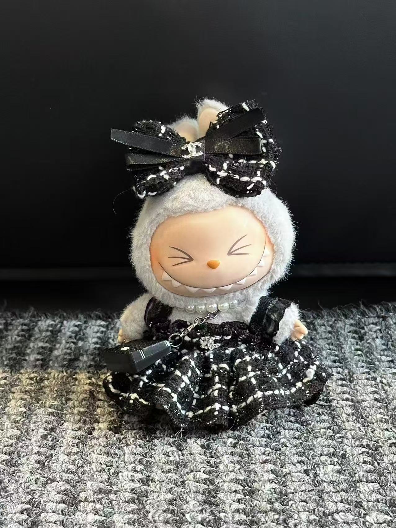 LABUBU Clothes Chanel Chic Tweed Dress Outfit
