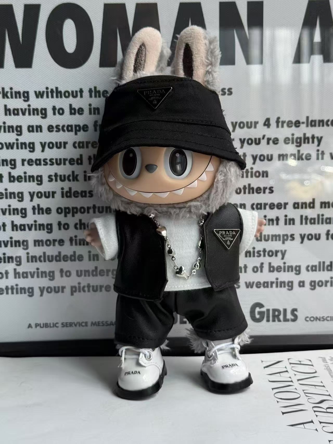 LABUBU Clothes Prada Chic Hat & Vest Outfit