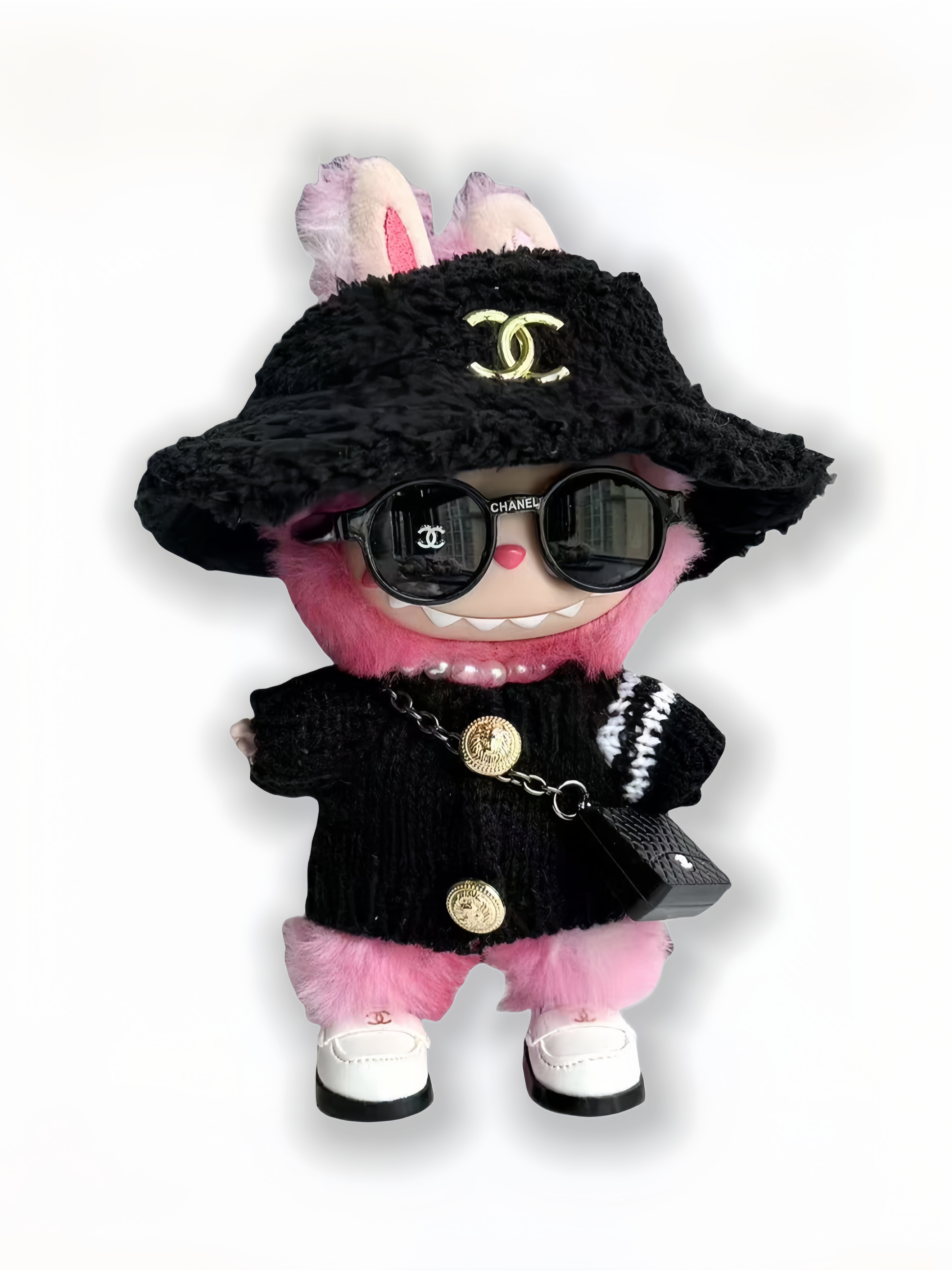 LABUBU Clothes Chanel Gold-Buttoned Knit Set