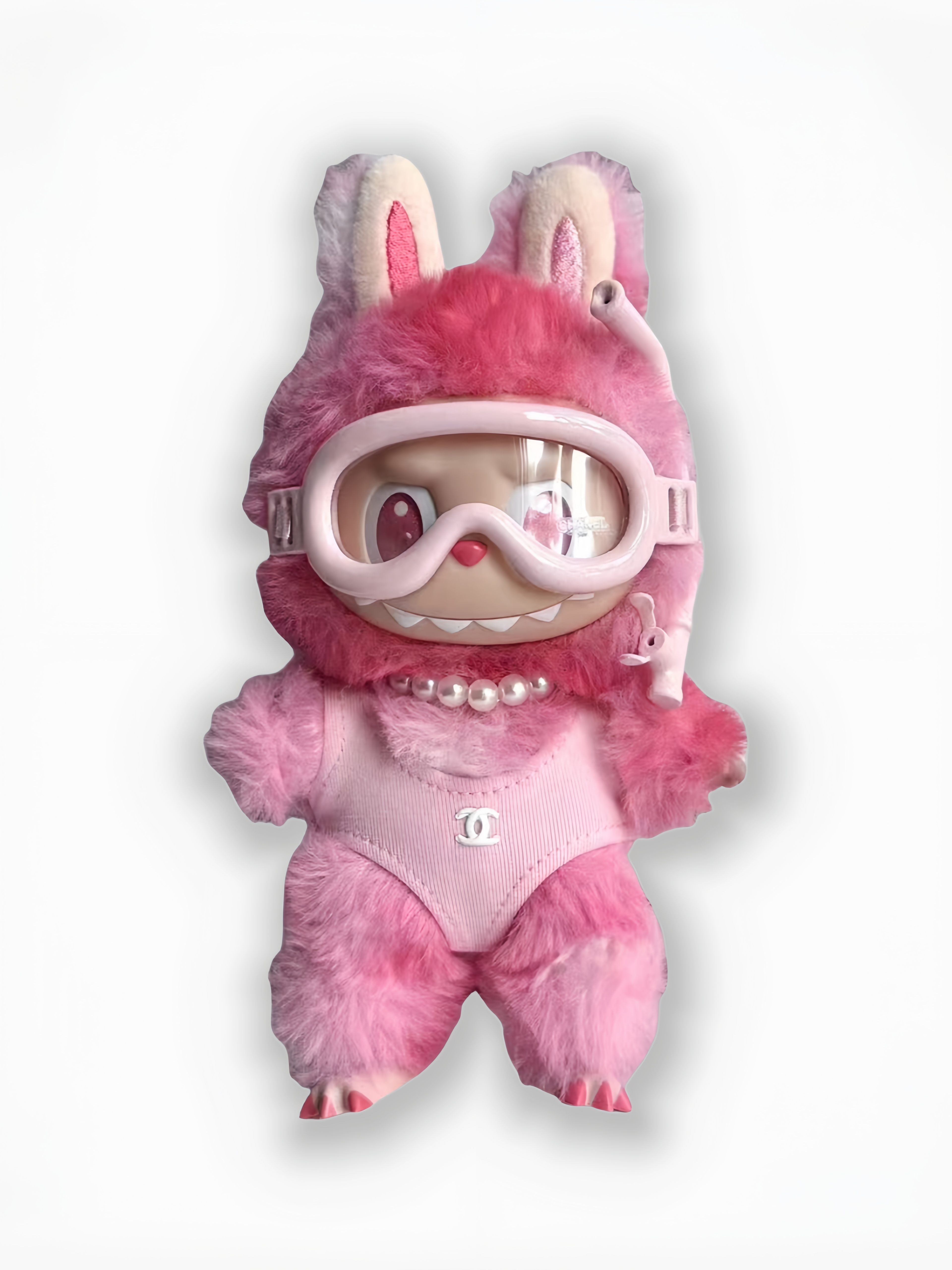 LABUBU Clothes Chanel Pink Plush Diving Ensemble