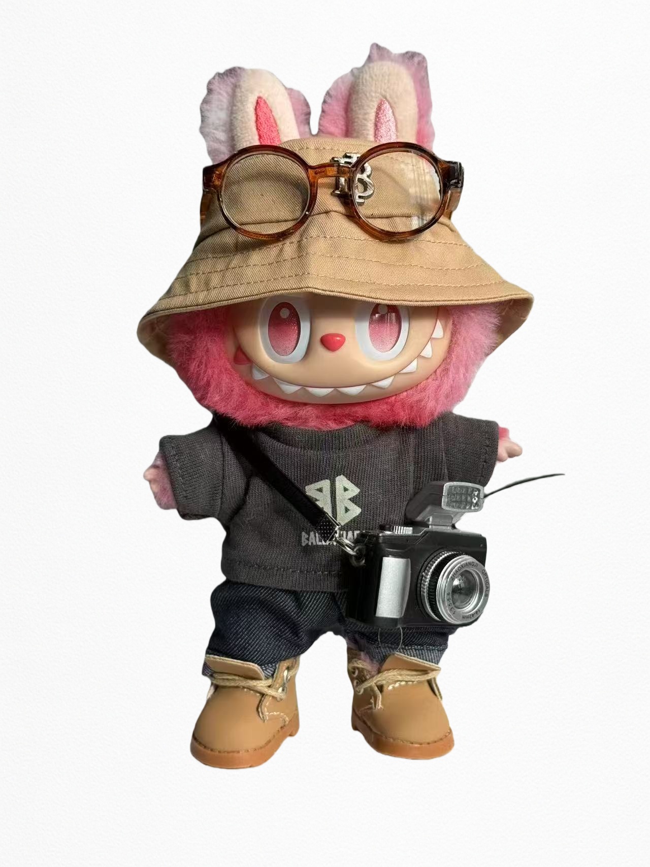 Khaki - Pink Photographer Ensemble LABUBU Clothes