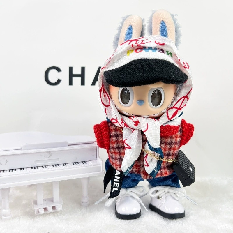 Celebrity-Inspired Red Plaid Hoodie for Labubu