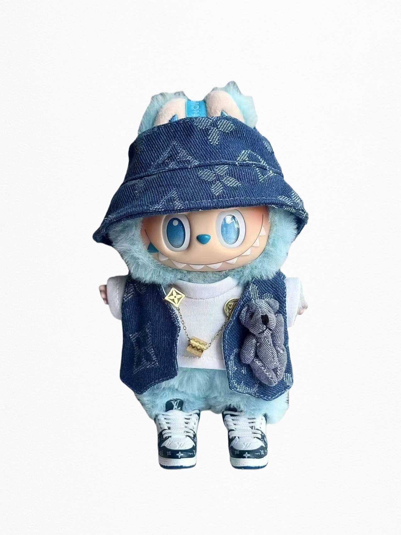 Blue Denimland With Teddy Bear LABUBU Clothes