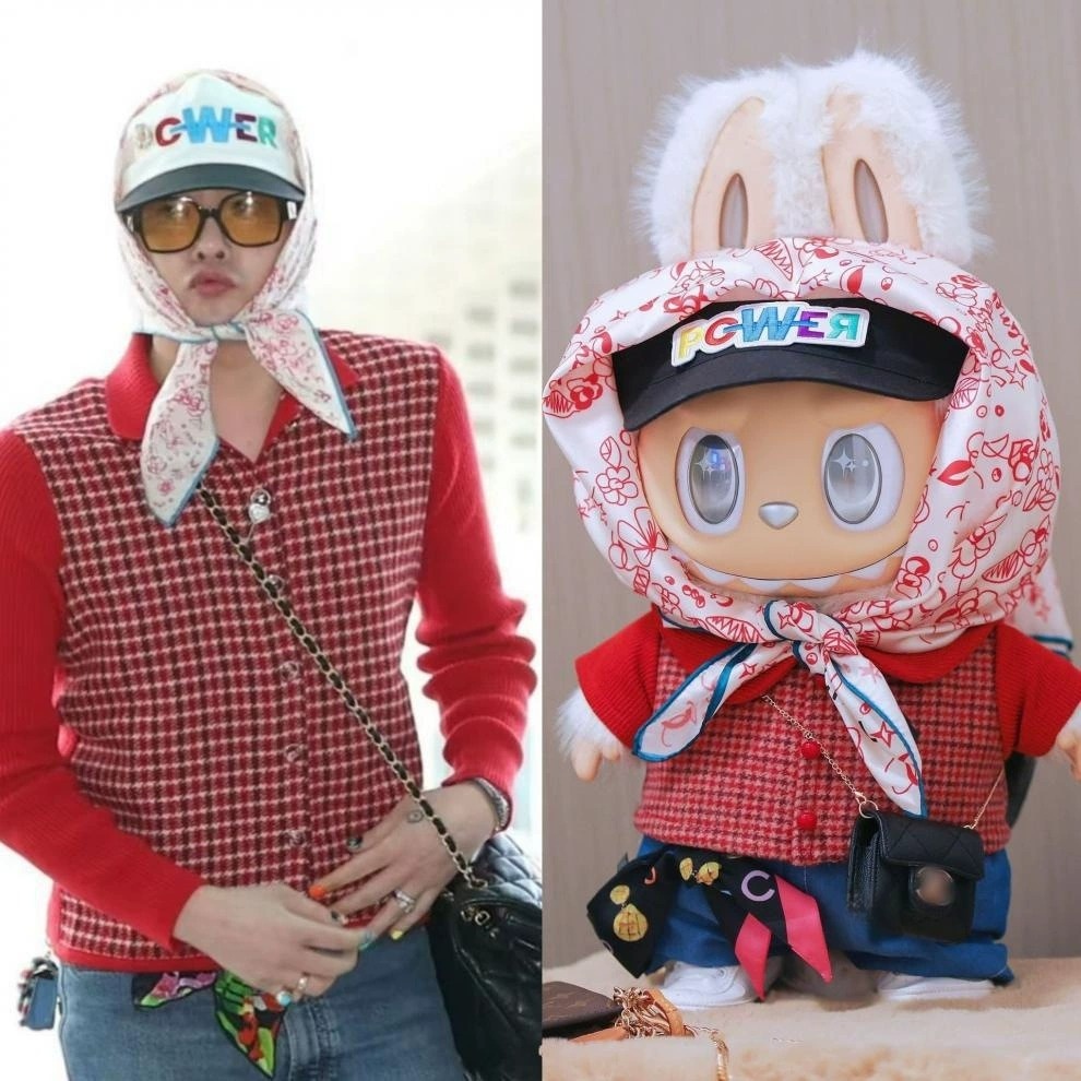 Celebrity-Inspired Red Plaid Hoodie for Labubu