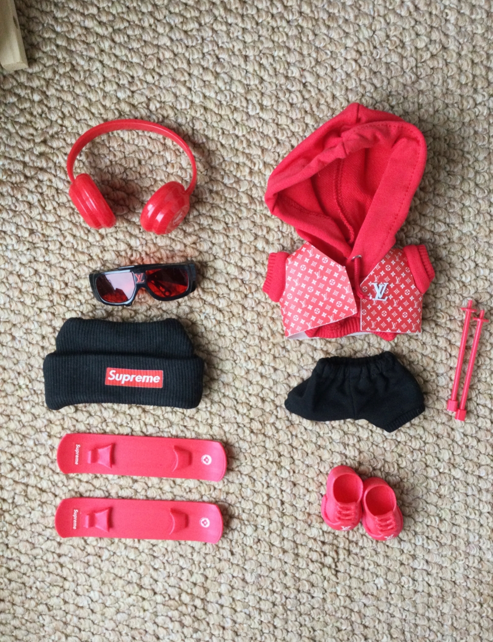 Red Street Monogram Handmade Couture for Labubu (Fits Gen 1–3, 17cm)