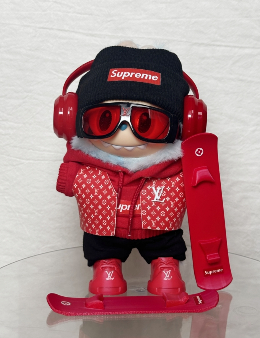 Red Street Monogram Handmade Couture for Labubu (Fits Gen 1–3, 17cm)