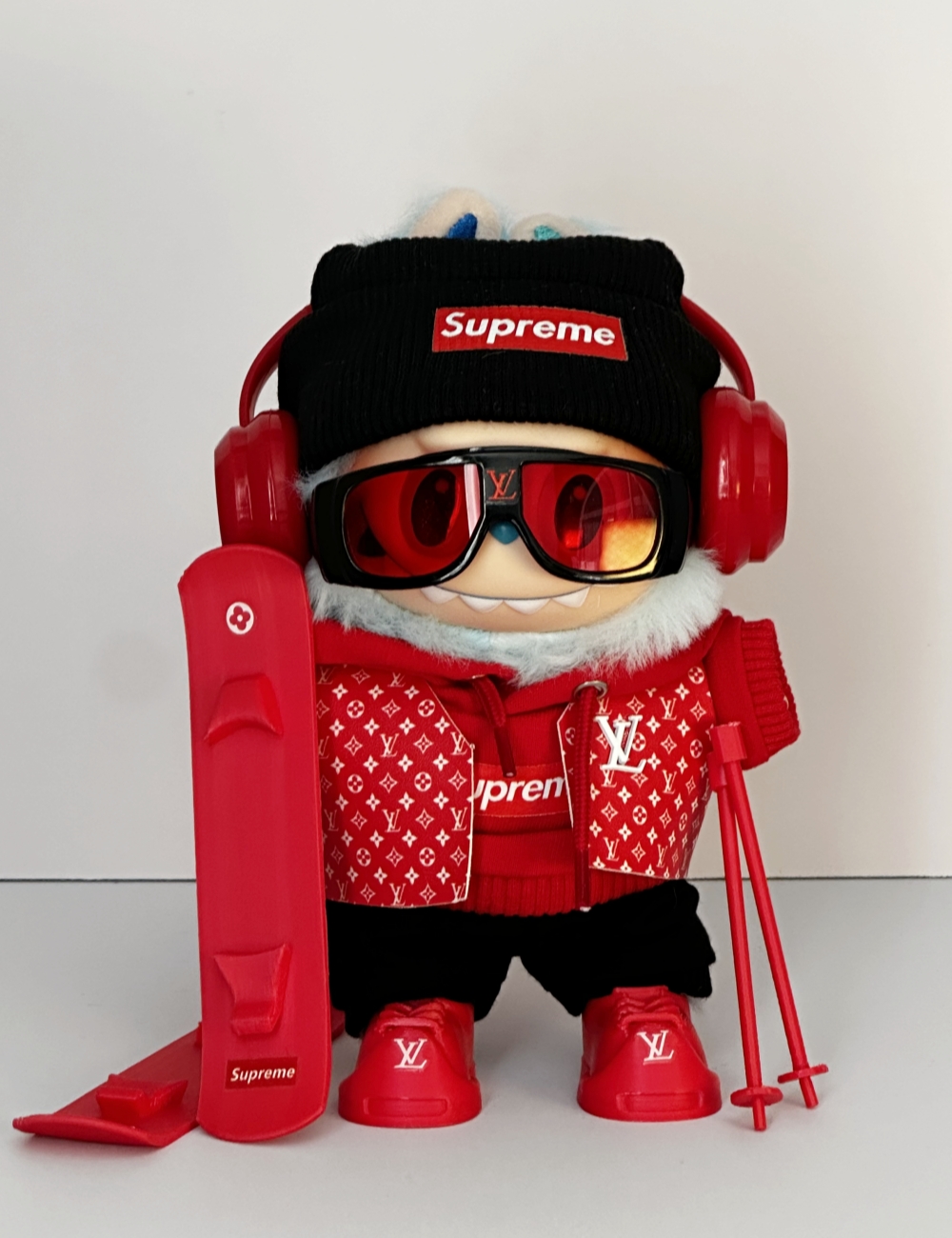 Red Street Monogram Handmade Couture for Labubu (Fits Gen 1–3, 17cm)