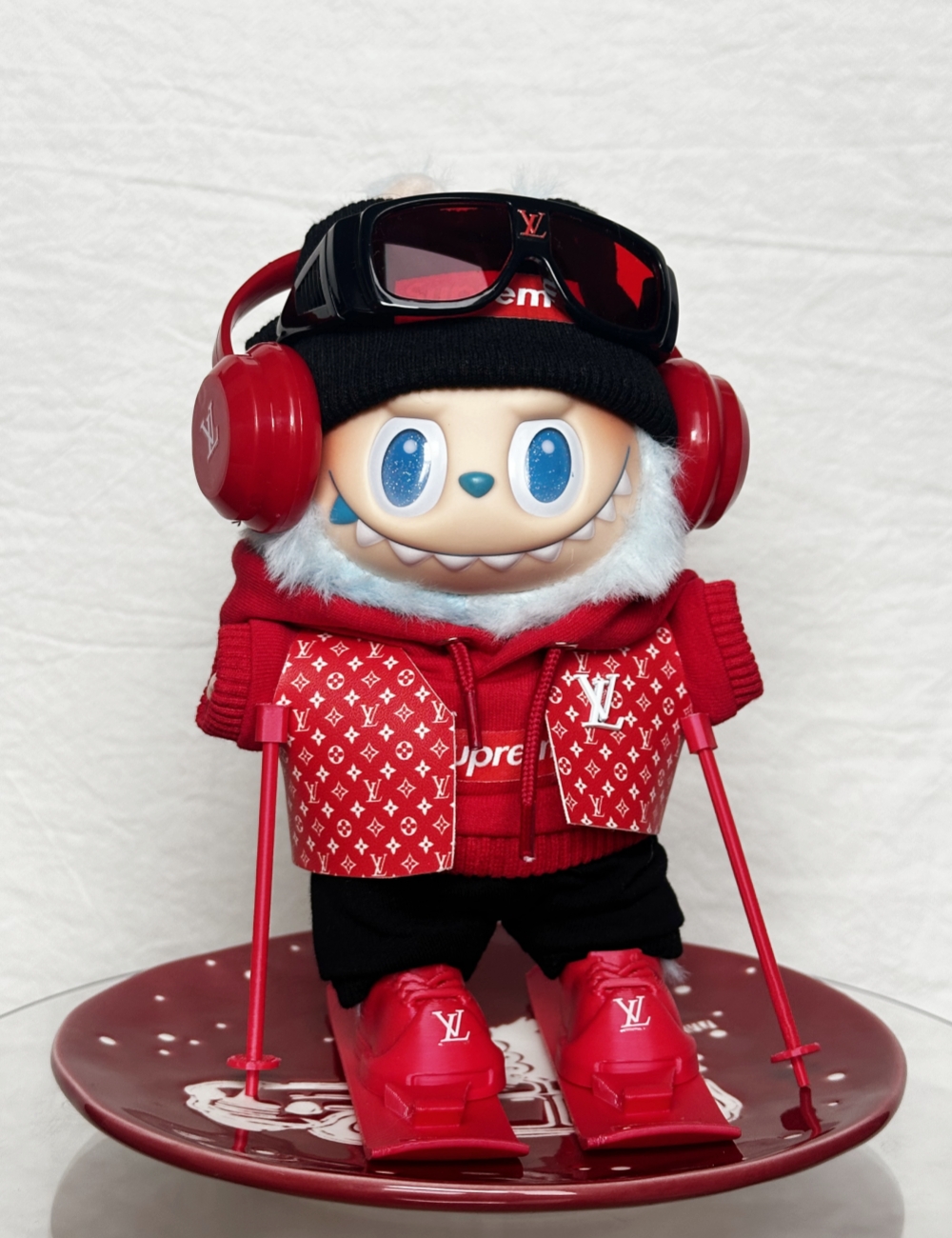 Red Street Monogram Handmade Couture for Labubu (Fits Gen 1–3, 17cm)