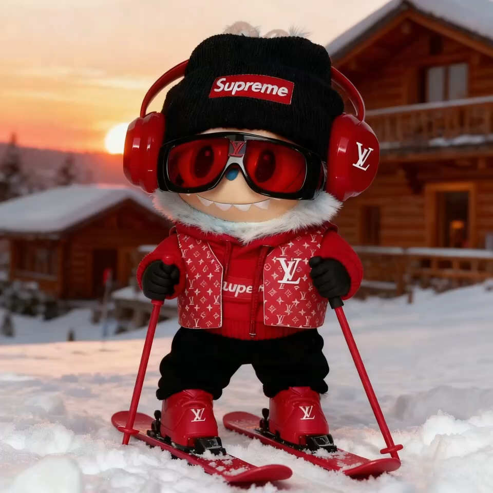 Red Street Monogram Handmade Couture for Labubu (Fits Gen 1–3, 17cm)