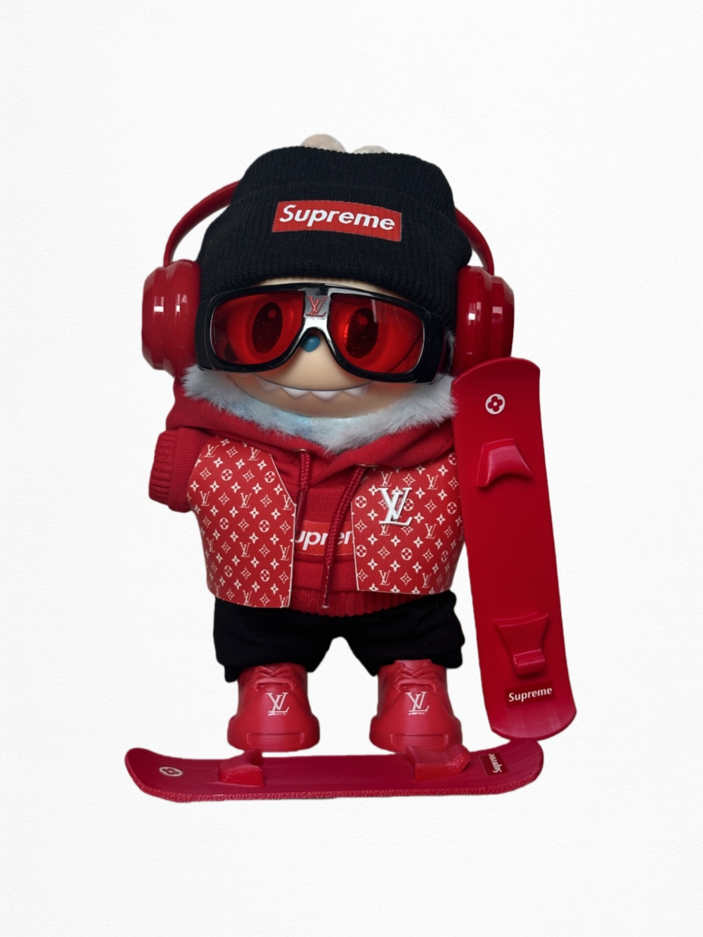 Red Street Monogram Handmade Couture for Labubu (Fits Gen 1–3, 17cm)