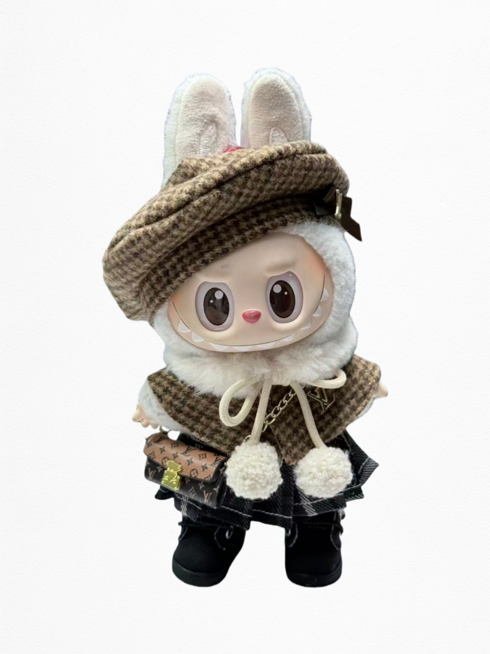 Brown Check Beret Set – Classic European Style