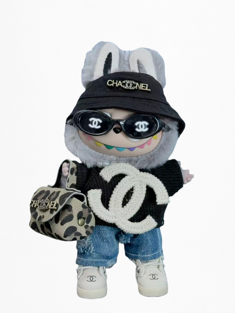 Black Logo Knit Top & Denim Set – Street Style