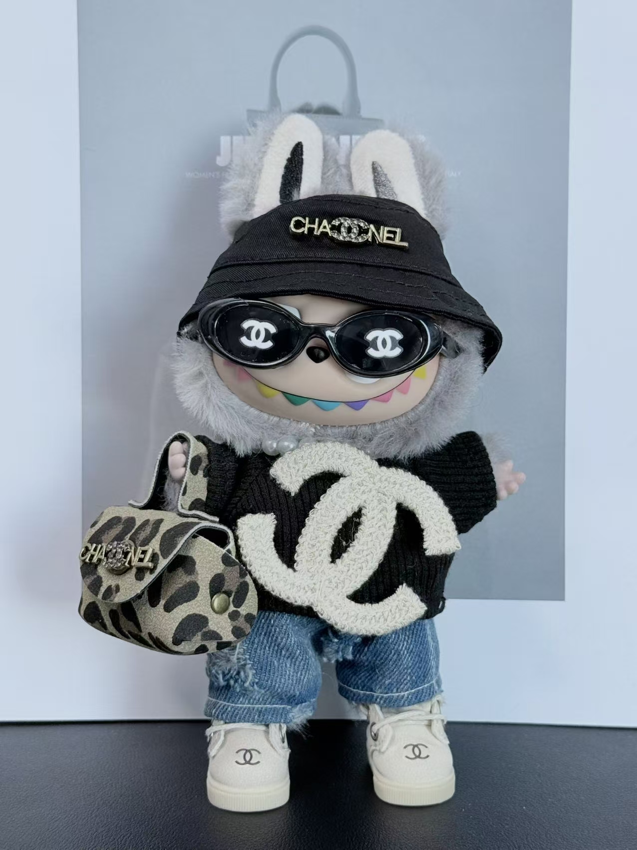 Black Logo Knit Top & Denim Set – Street Style