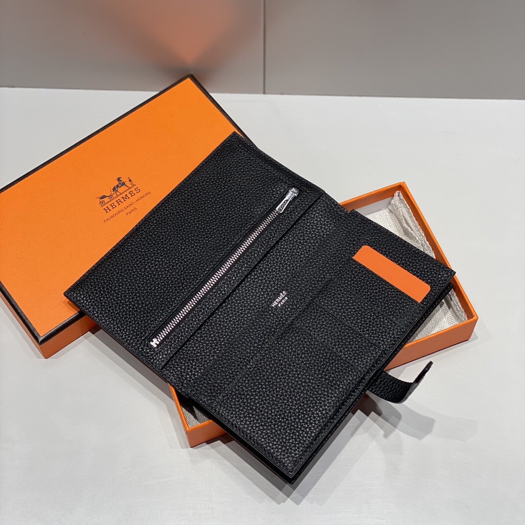 Hermes Bearn Bifold Wallet Togo Leather Black