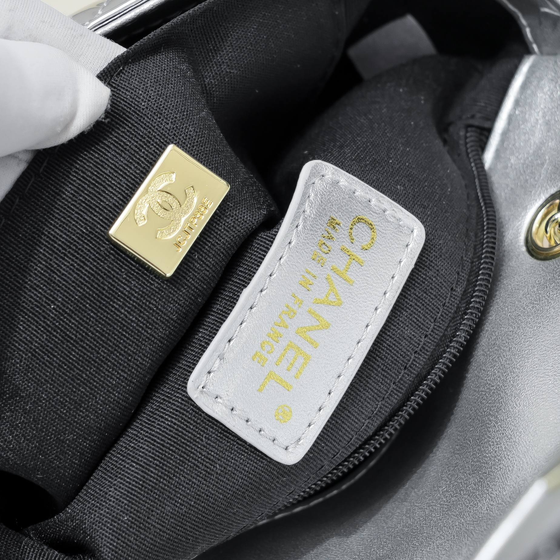 Chanel 24c Star Bag Mini CF Patent Leather Silver Shoulder Bag Handbag